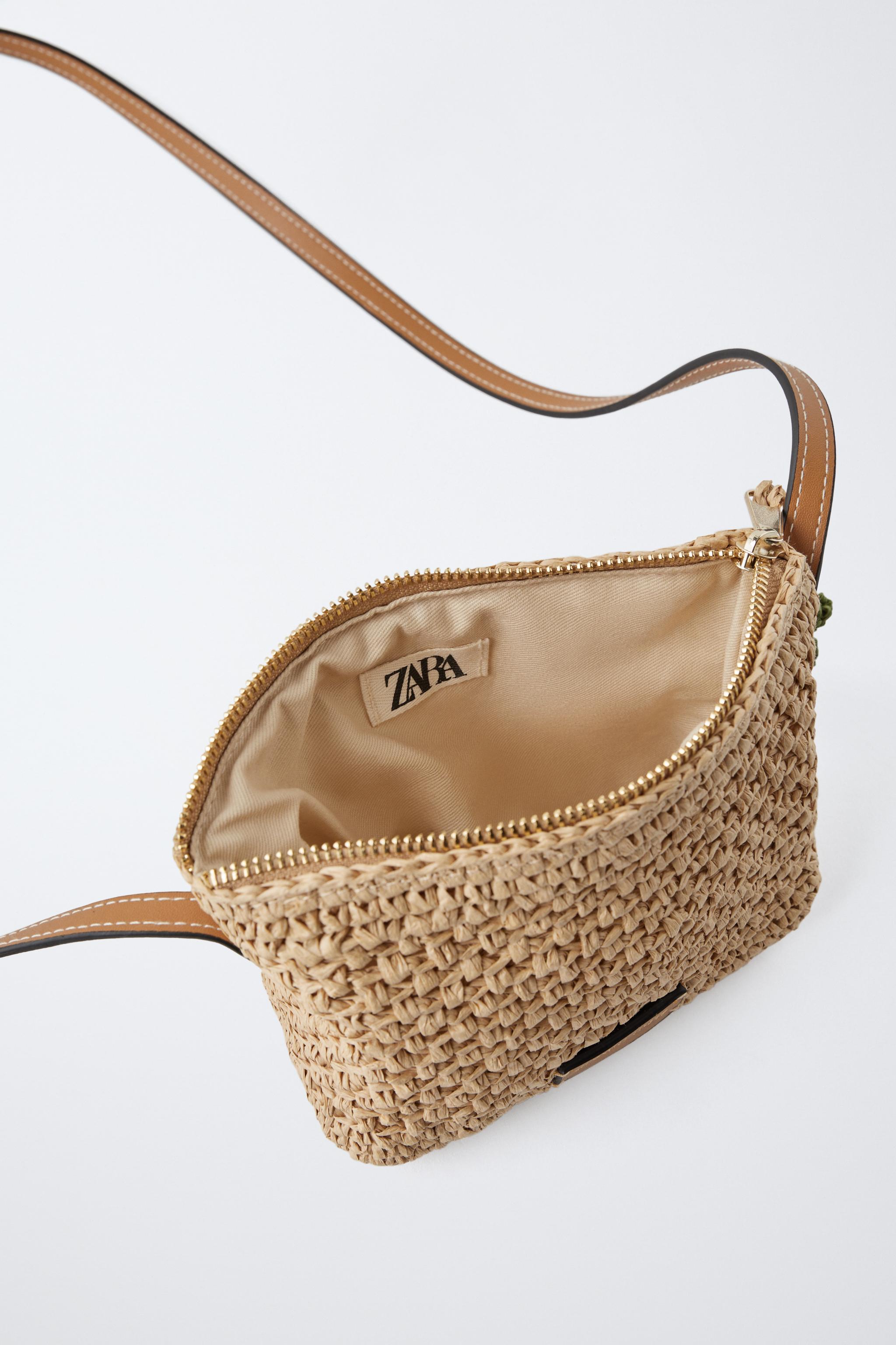 RAFFIA EFFECT CHARM CROSSBODY BAG