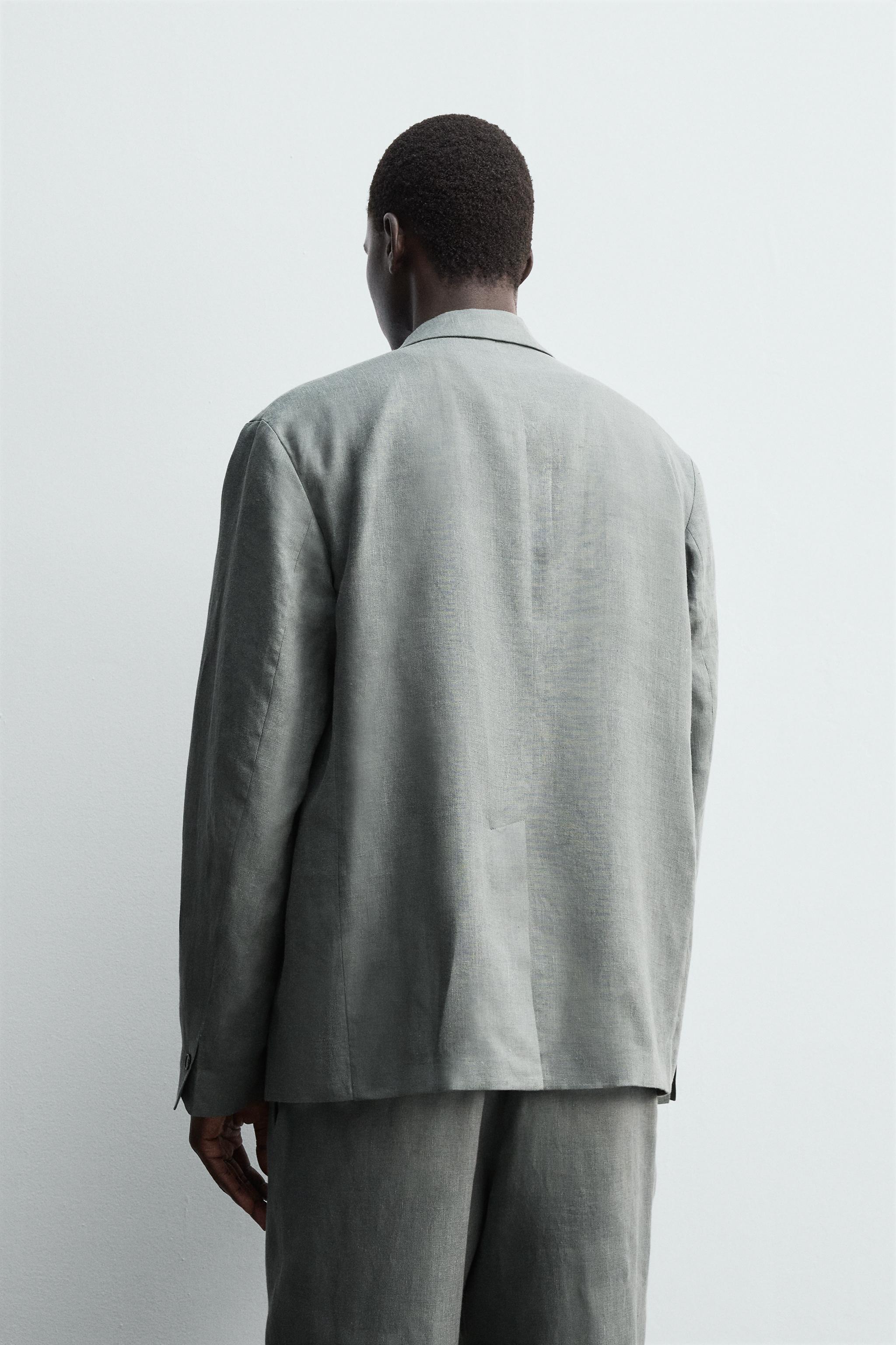 100% LINEN DOUBLE BREASTED SUIT BLAZER