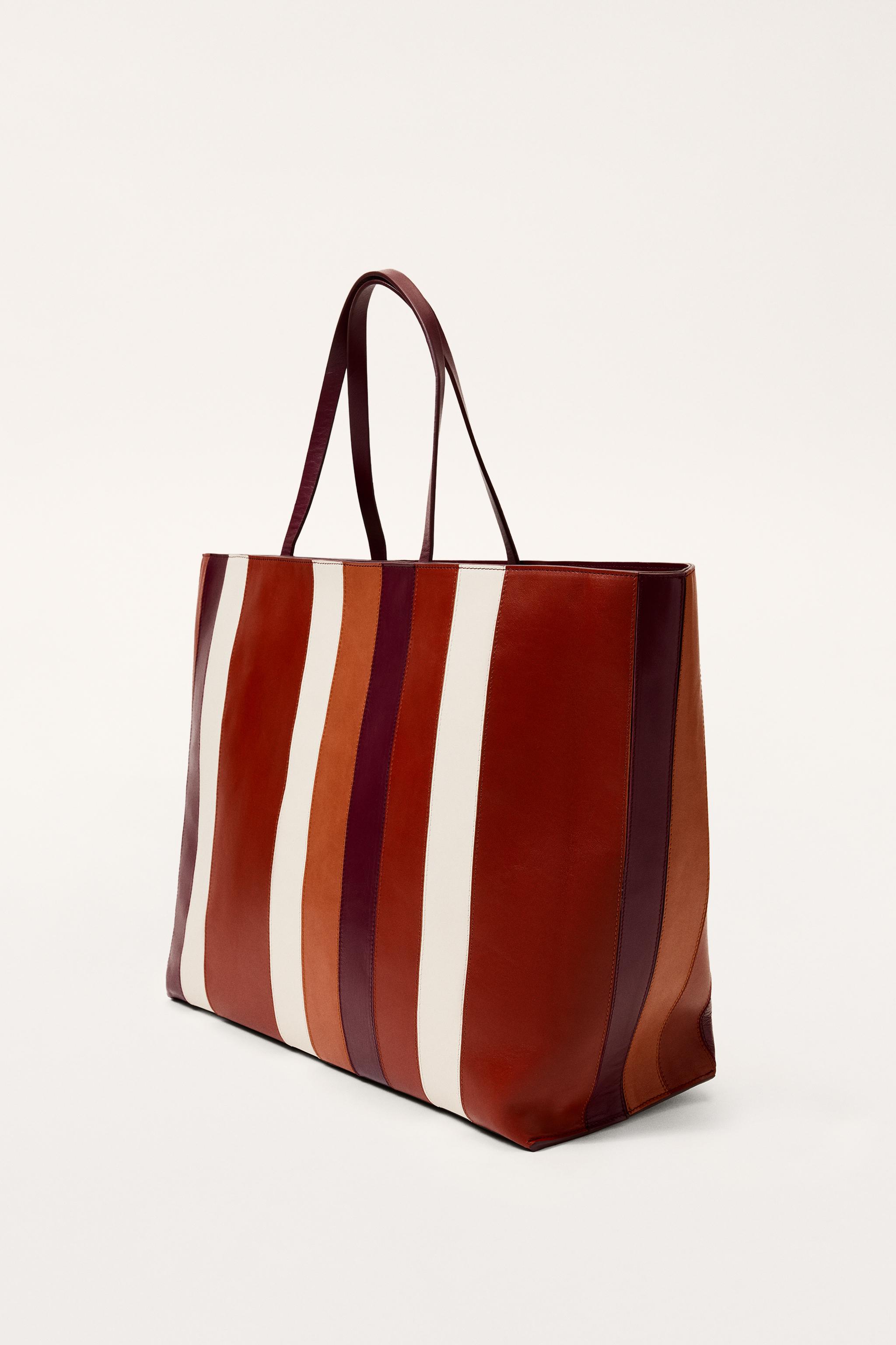 LIMITED EDITION STRIPED LEATHER MAXI SHOPPER