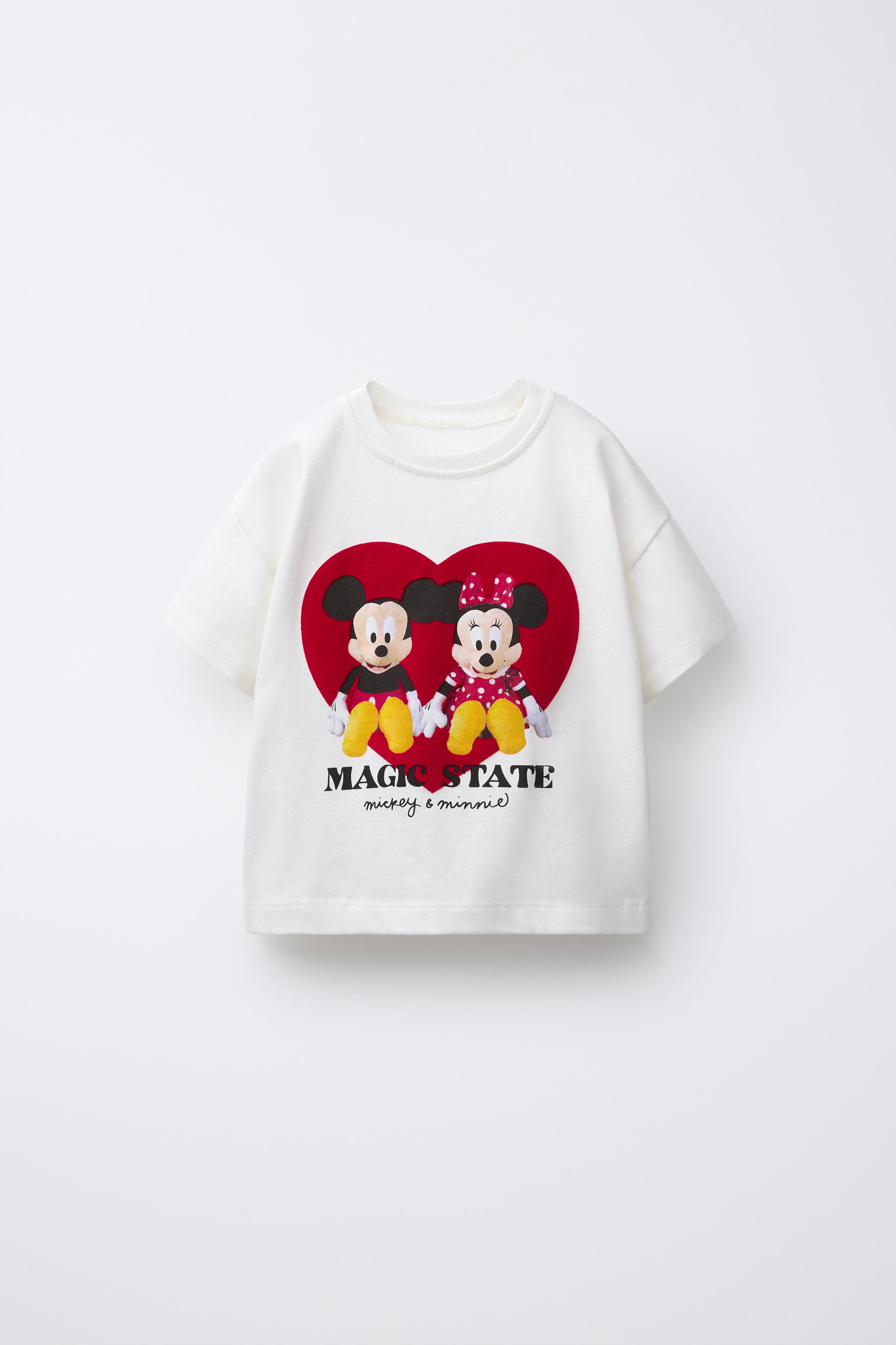 MICKEY AND MINNIE MOUSE © DISNEY FLOCKED TEXT PRINT T-SHIRT