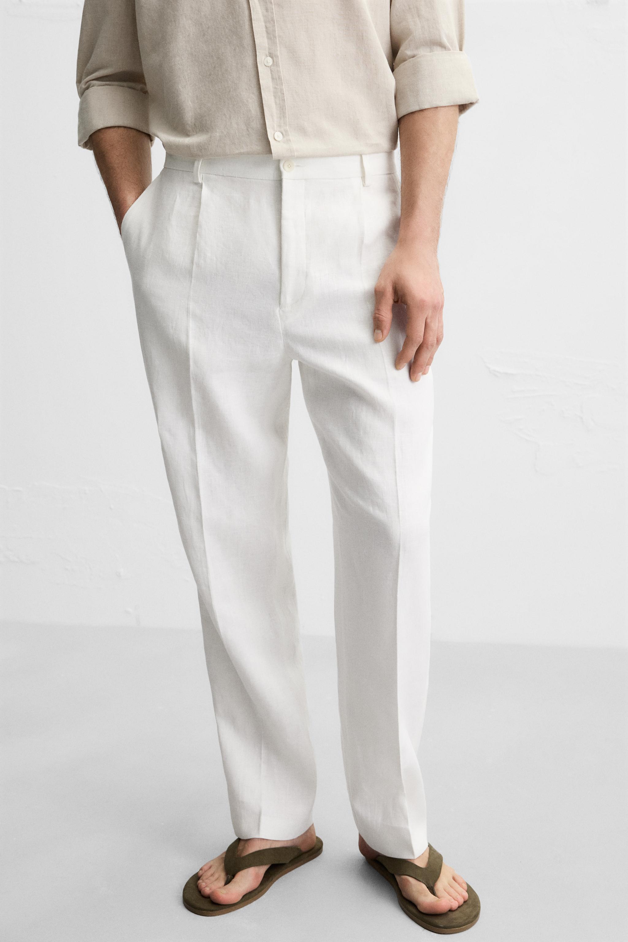100% LINEN PLEATED PANTS