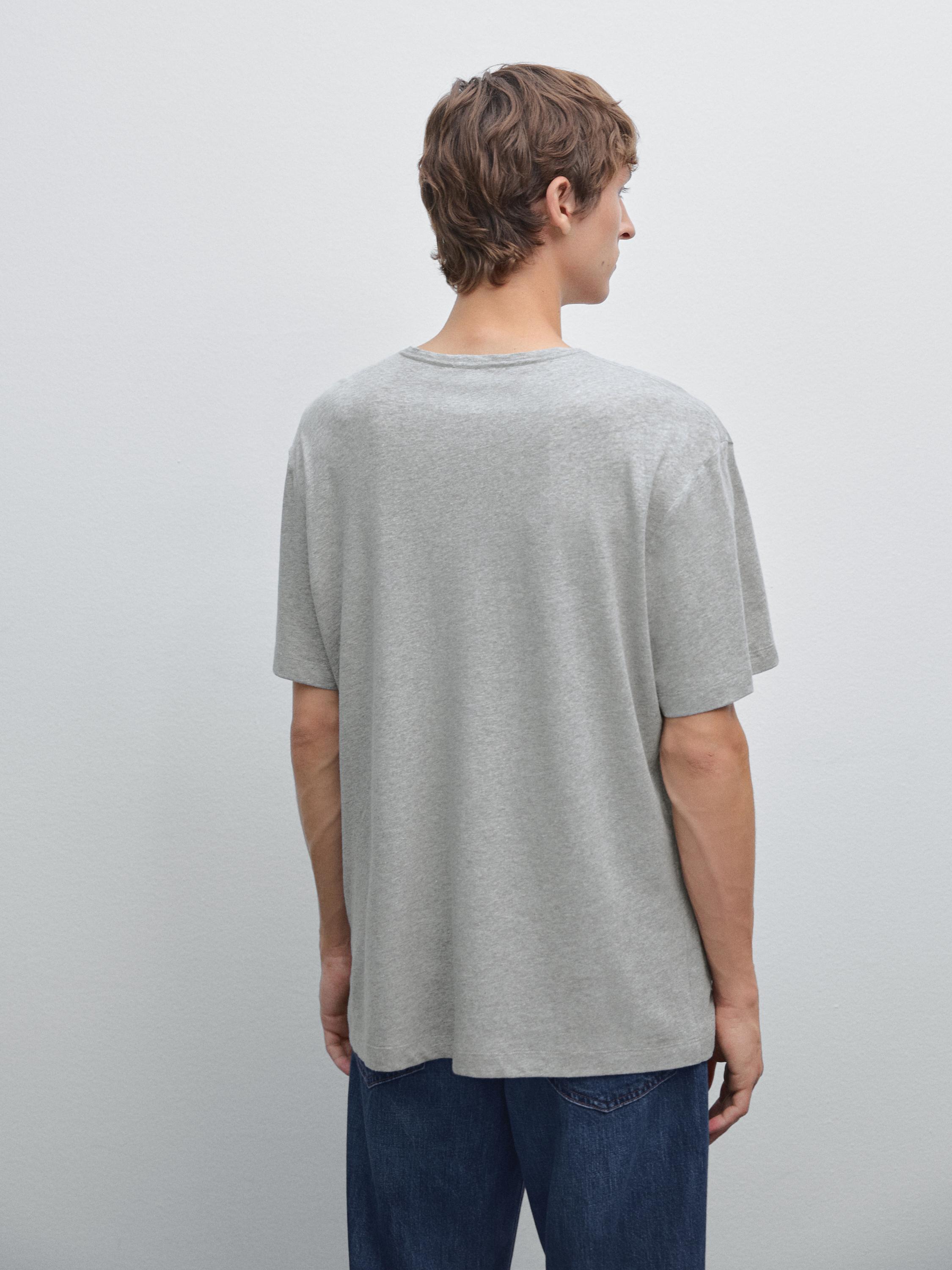 Melange cotton and linen t-shirt