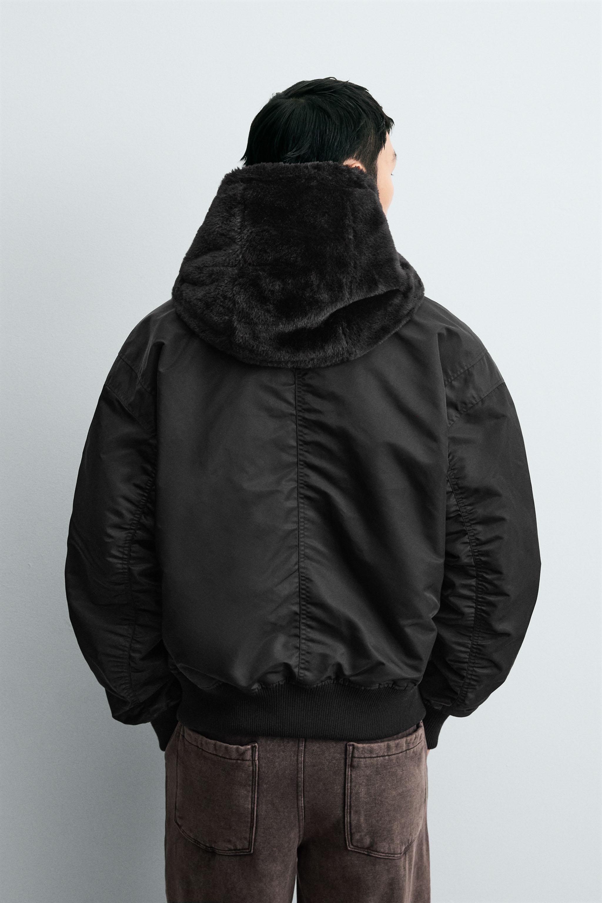 REVERSIBLE FAUX FUR BOMBER JACKET