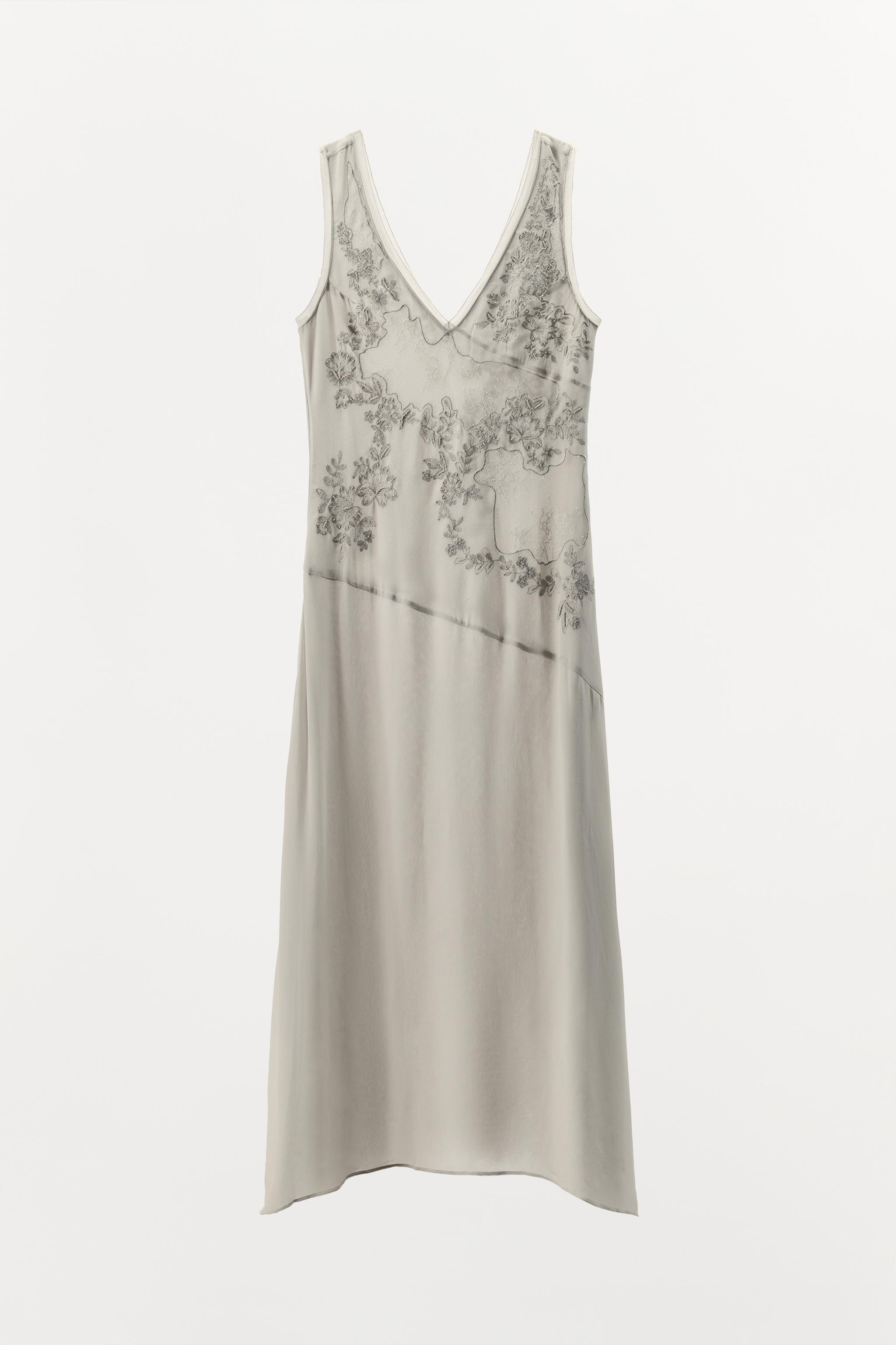 GEORGETTE DRESS WITH EMBROIDERY AND BEADING