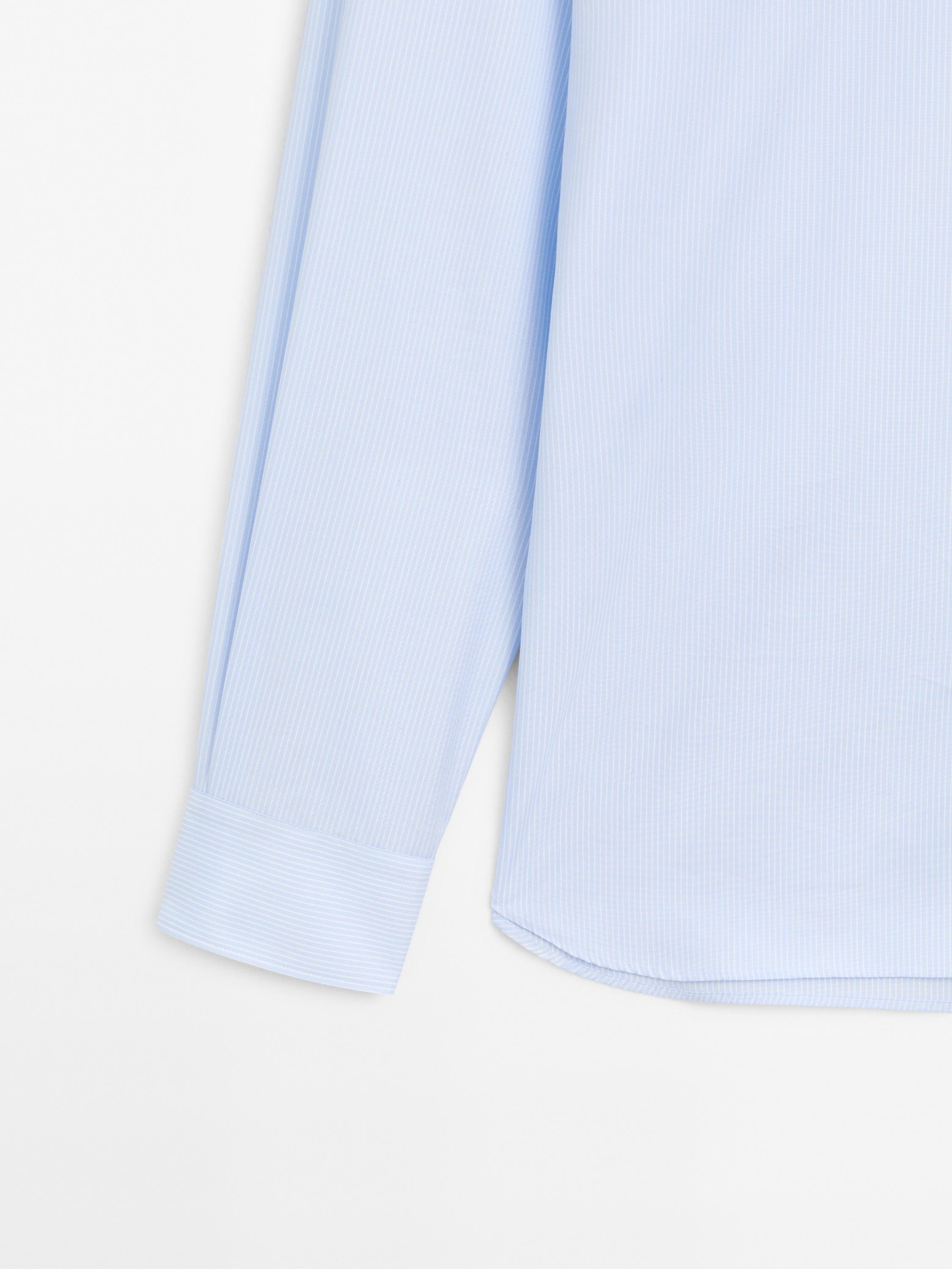 Slim fit striped 100% cotton shirt