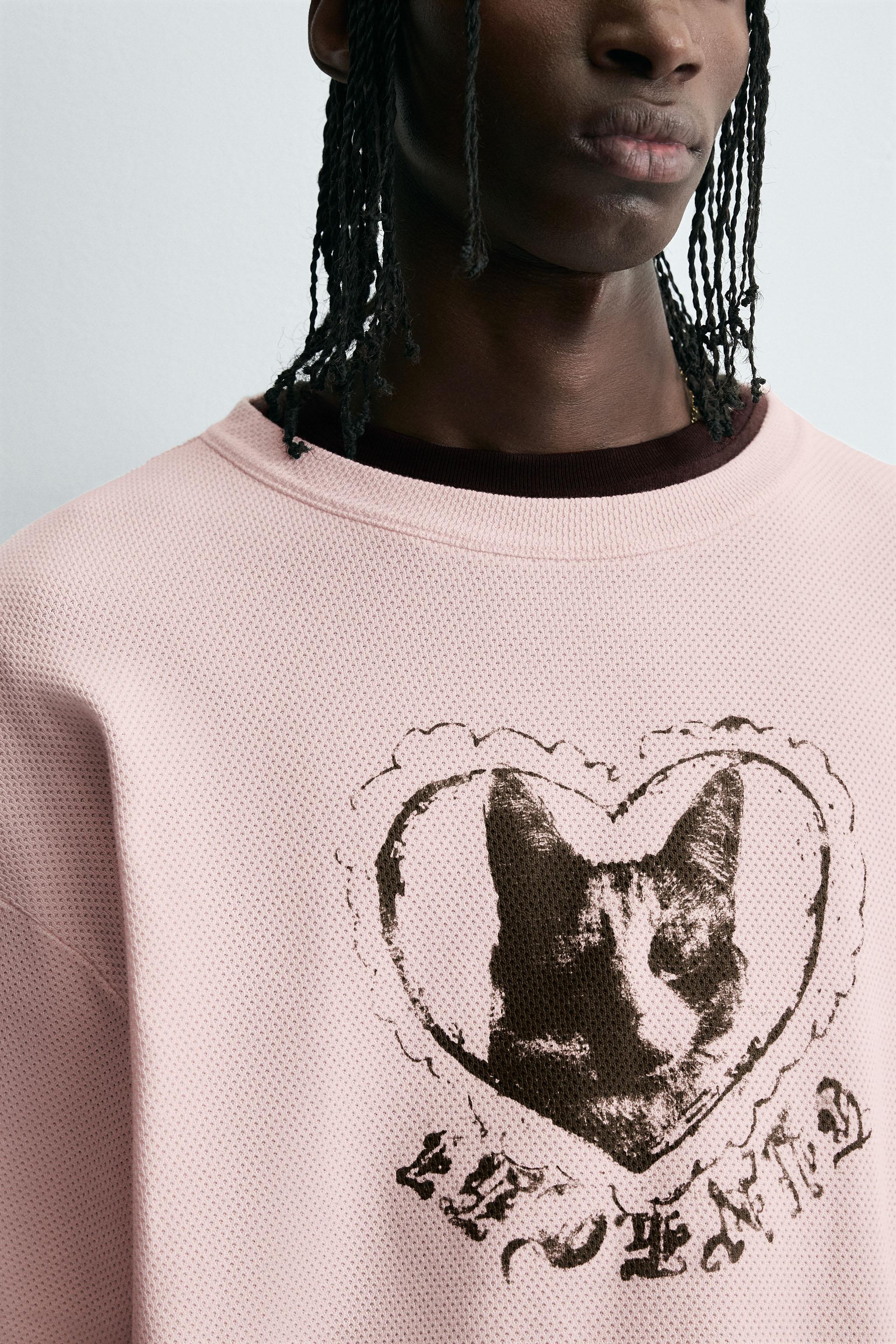 CONTRAST PRINT KNIT T-SHIRT