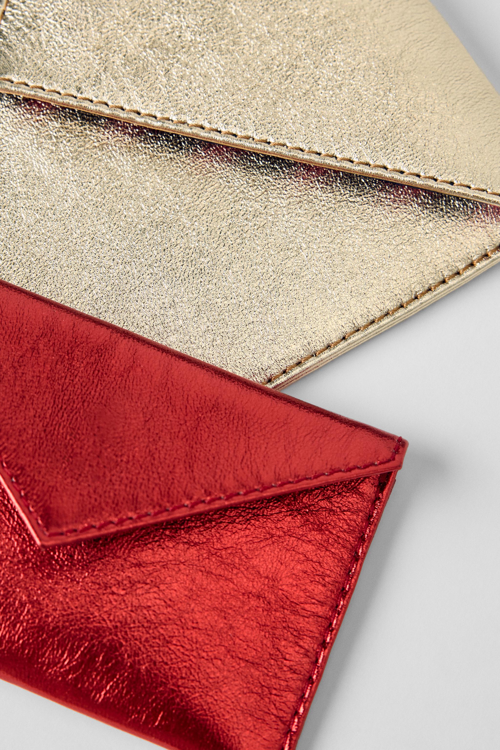 METALLIC EFFECT DOUBLE LEATHER WALLET KATE MOSS X ZARA