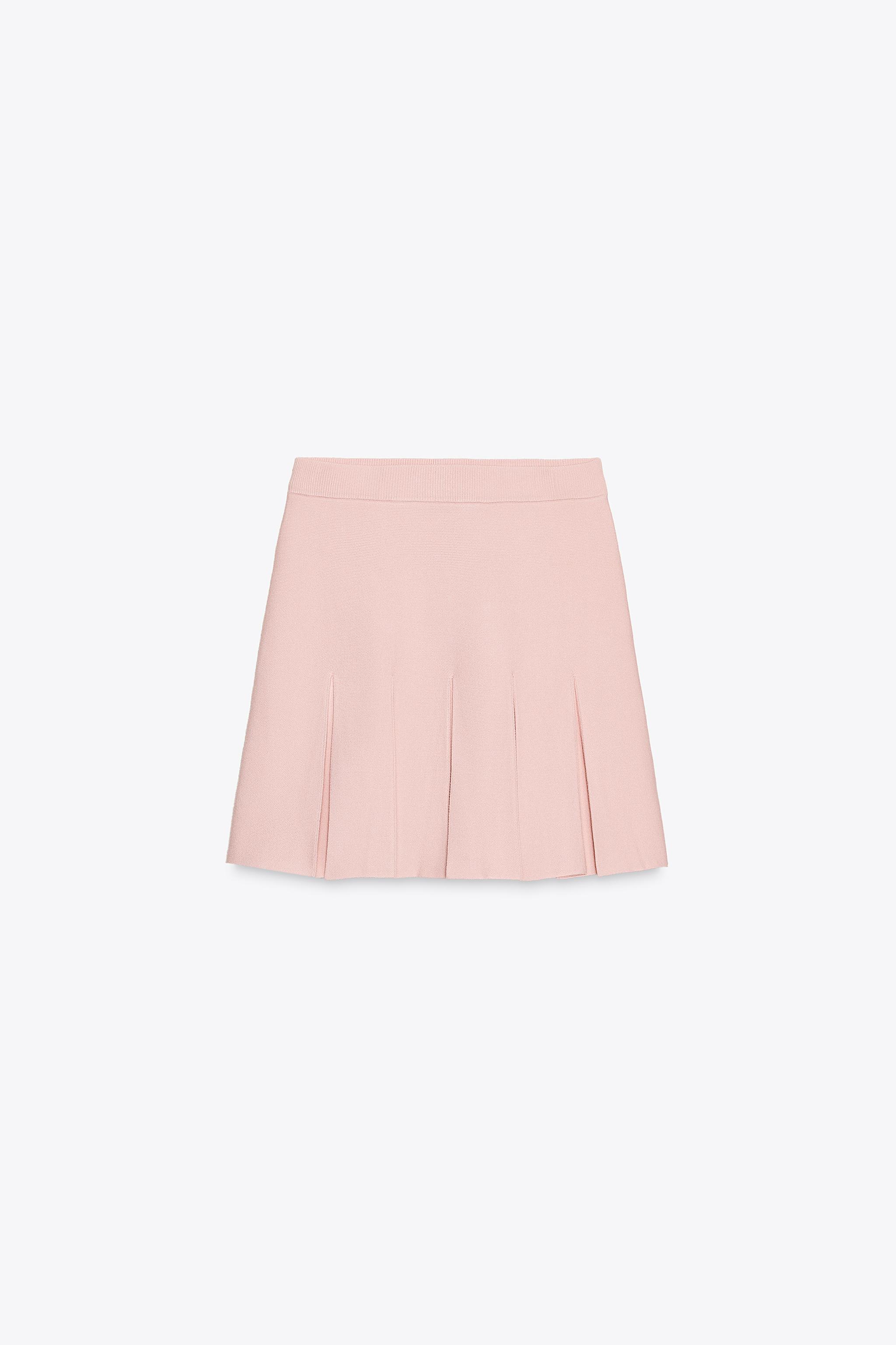 BOX PLEAT KNIT MINI SKIRT
