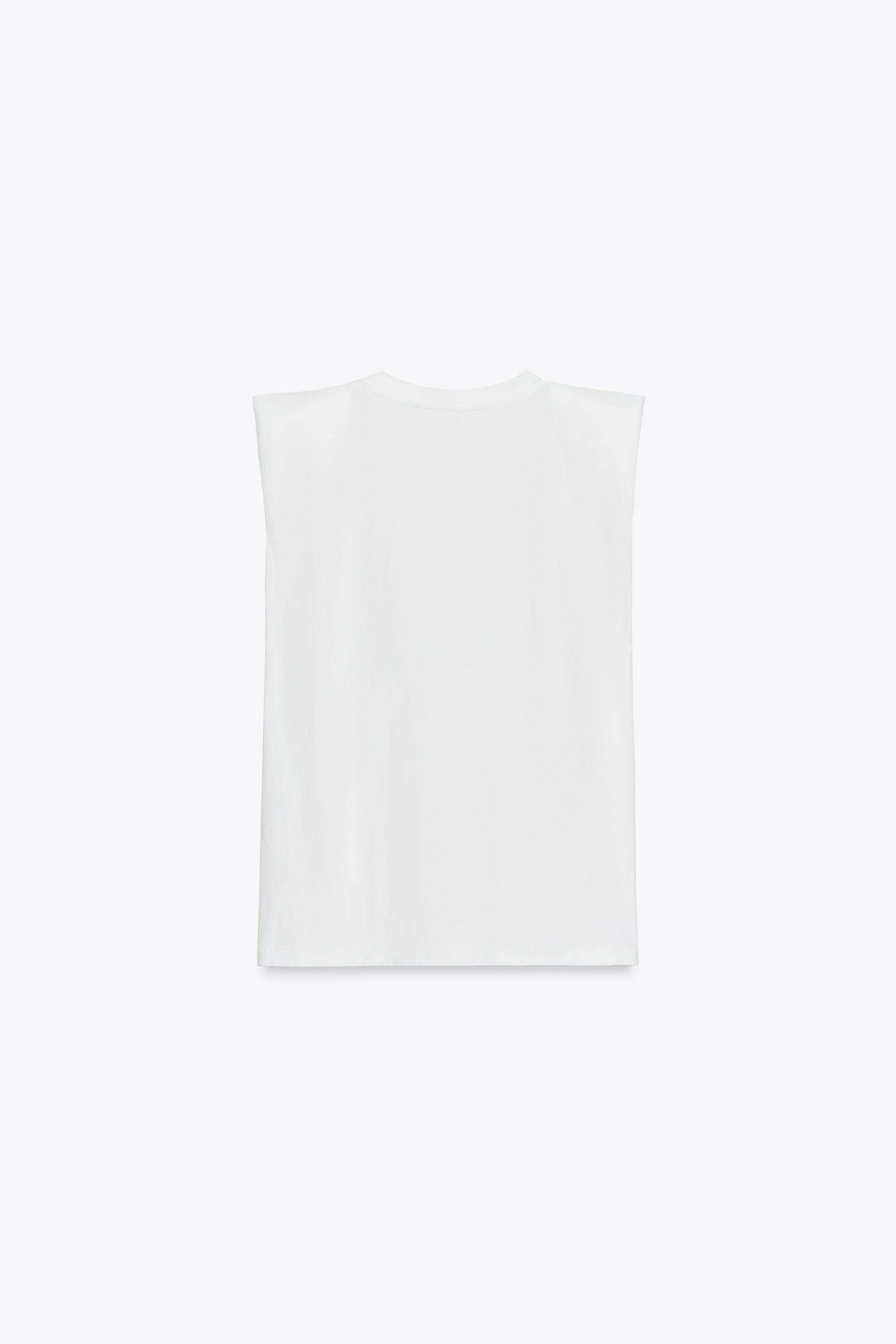 SLEEVELESS SHOULDER PAD T-SHIRT