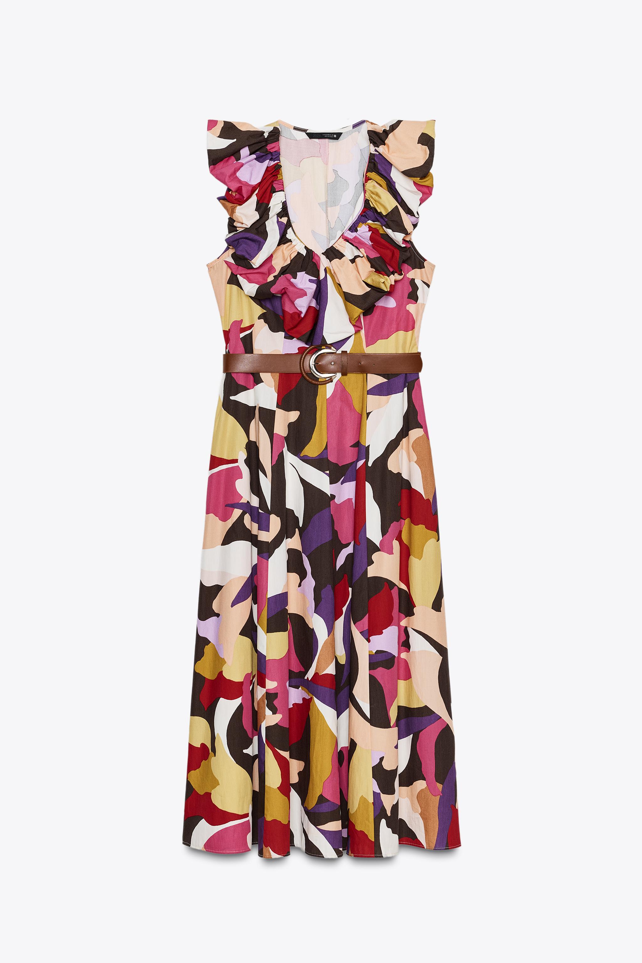 PRINTED POPLIN MIDI DRESS