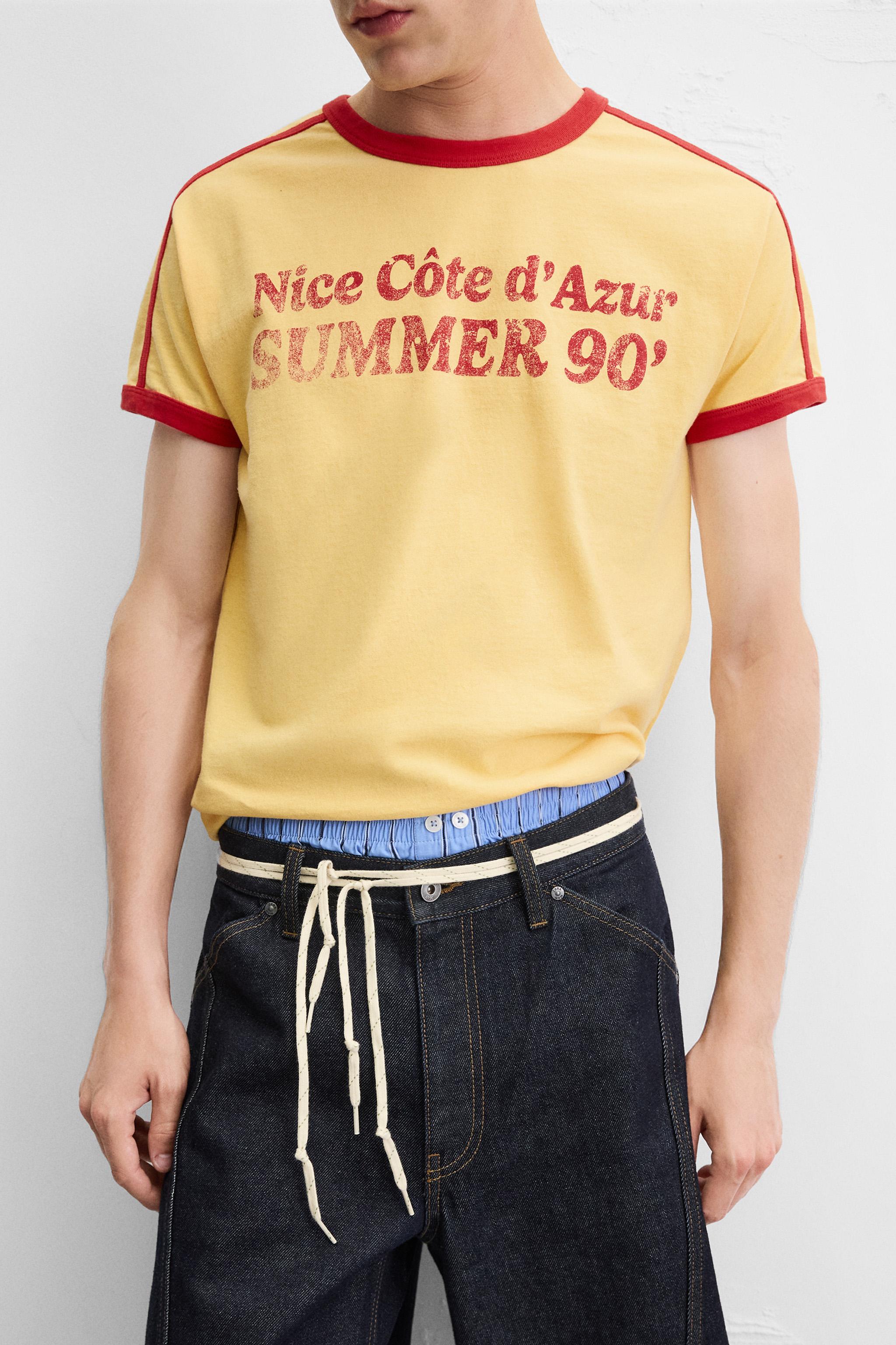 CONTRAST TEXT RIB T-SHIRT