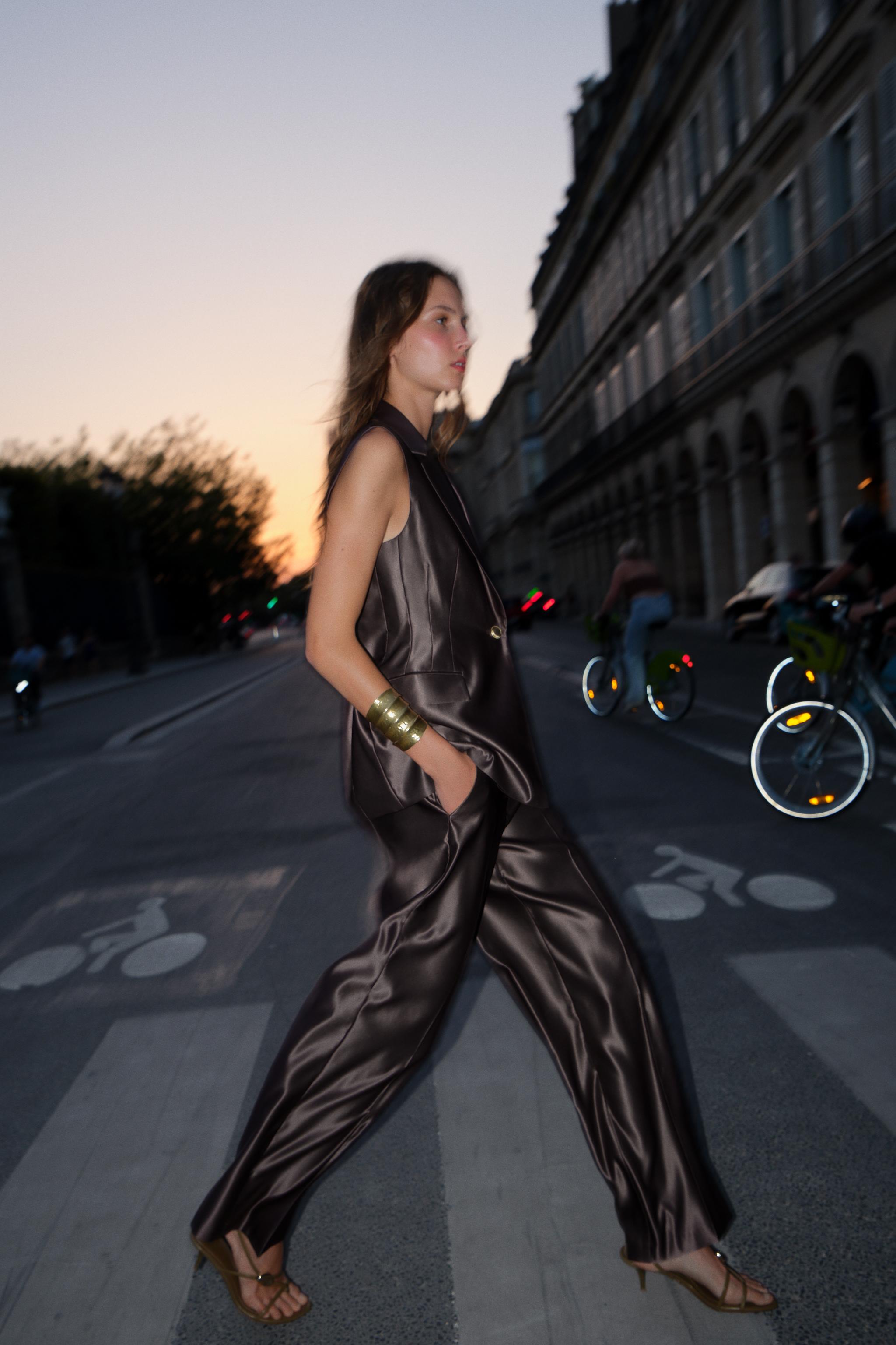 SATIN STRAIGHT LEG PANTS