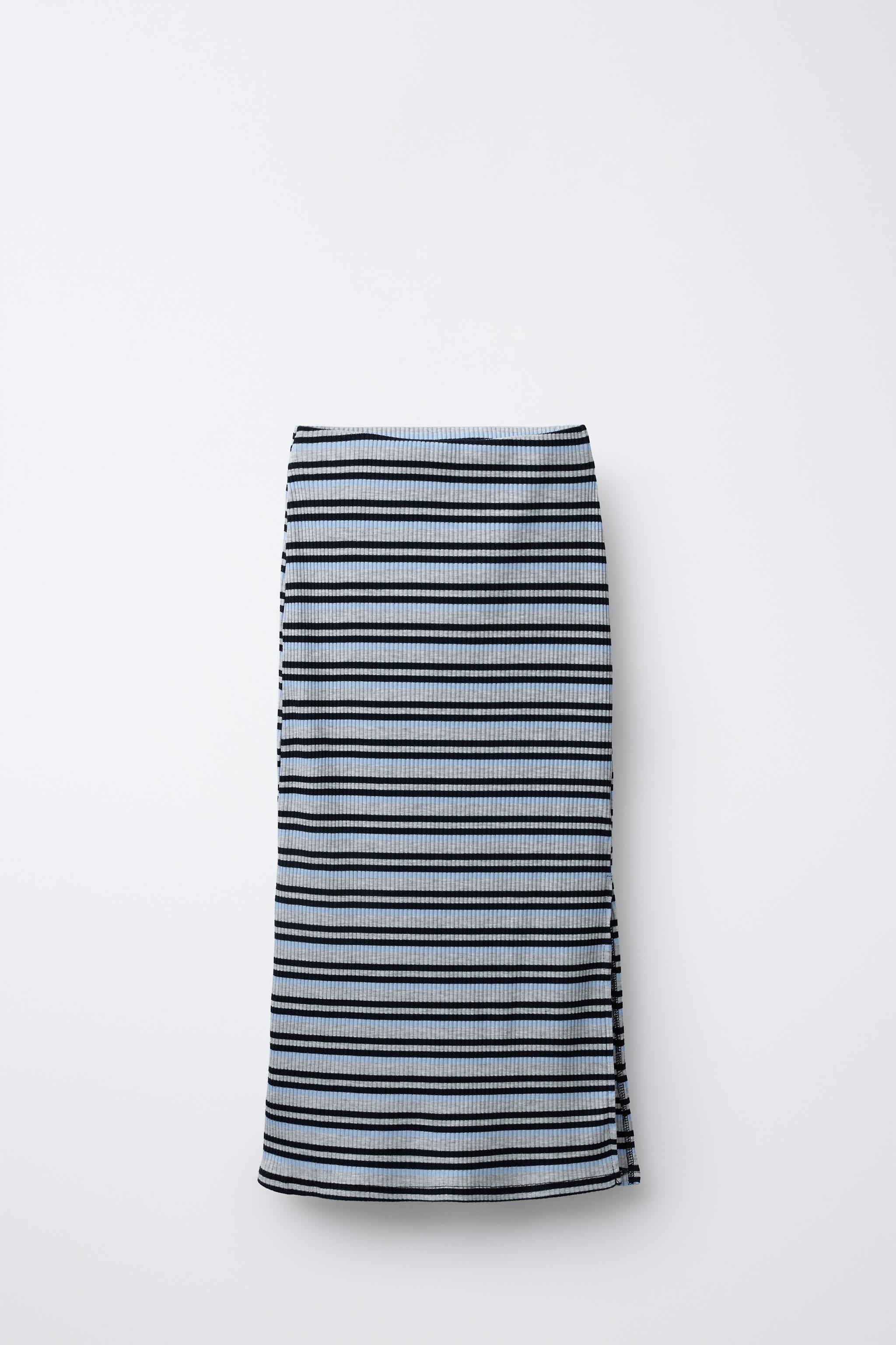 STRIPED MIDI SKIRT