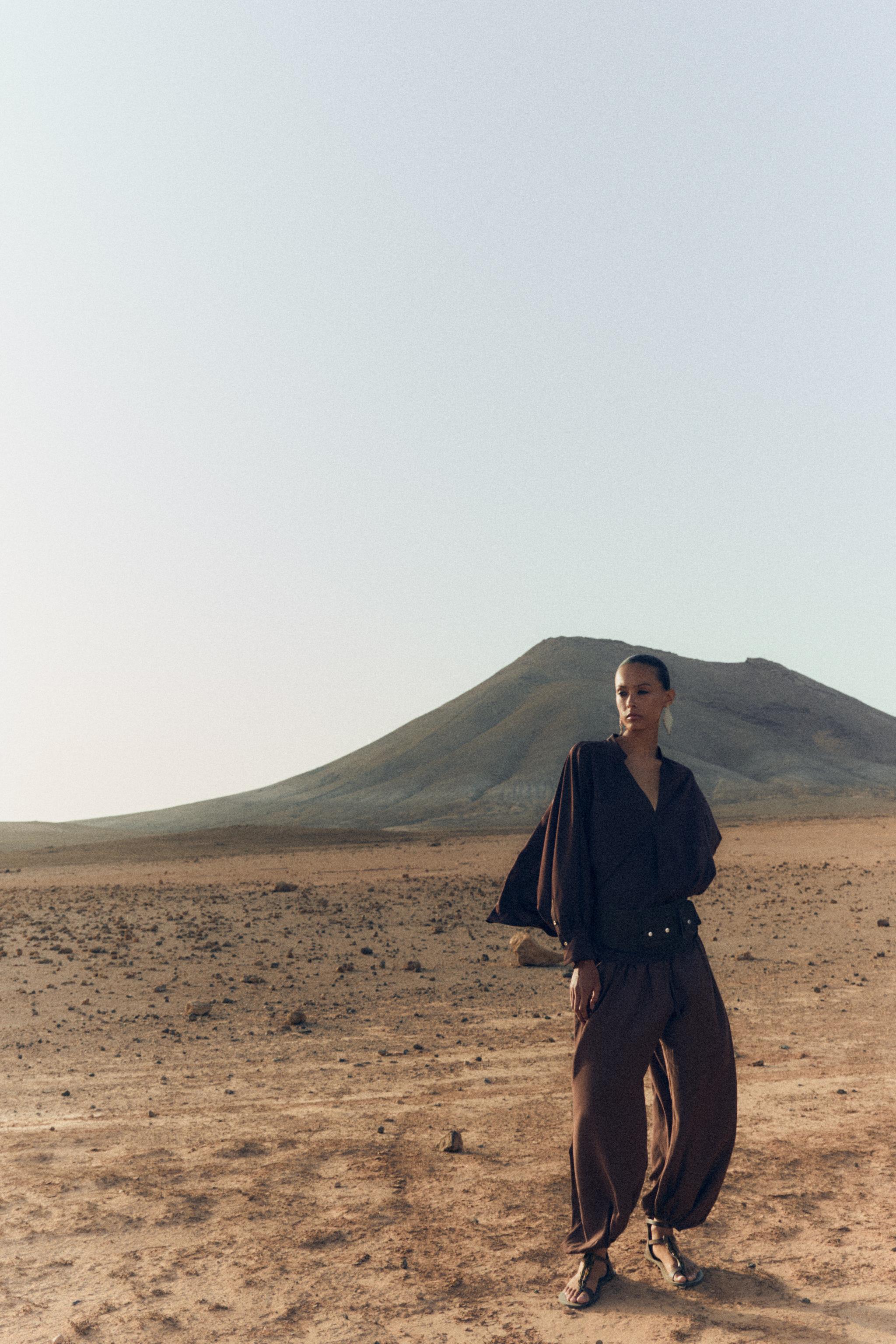 SATIN EFFECT CAPE SLEEVE BLOUSE