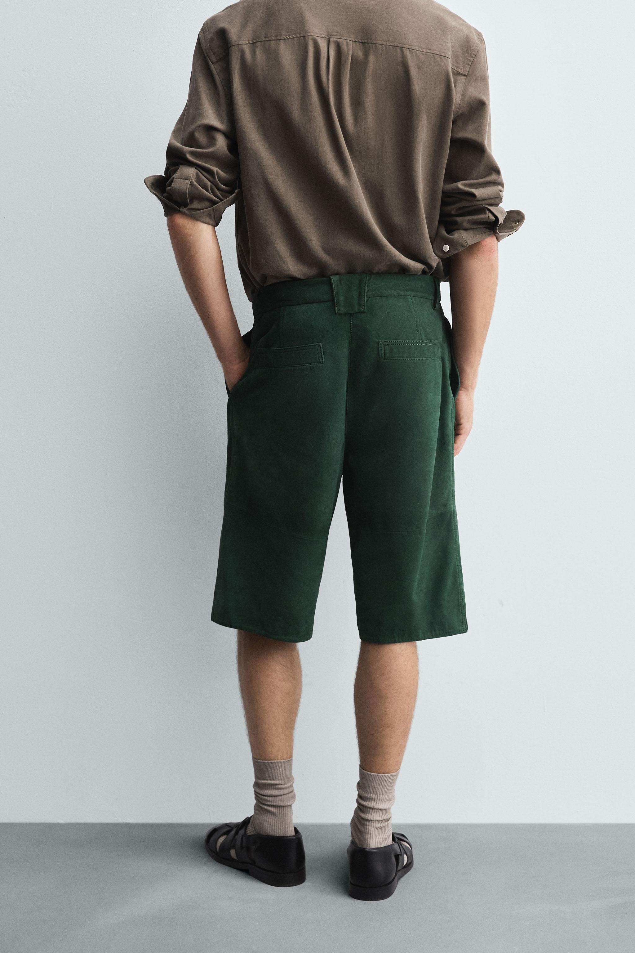 RELAXED FIT SUEDE LEATHER SHORTS