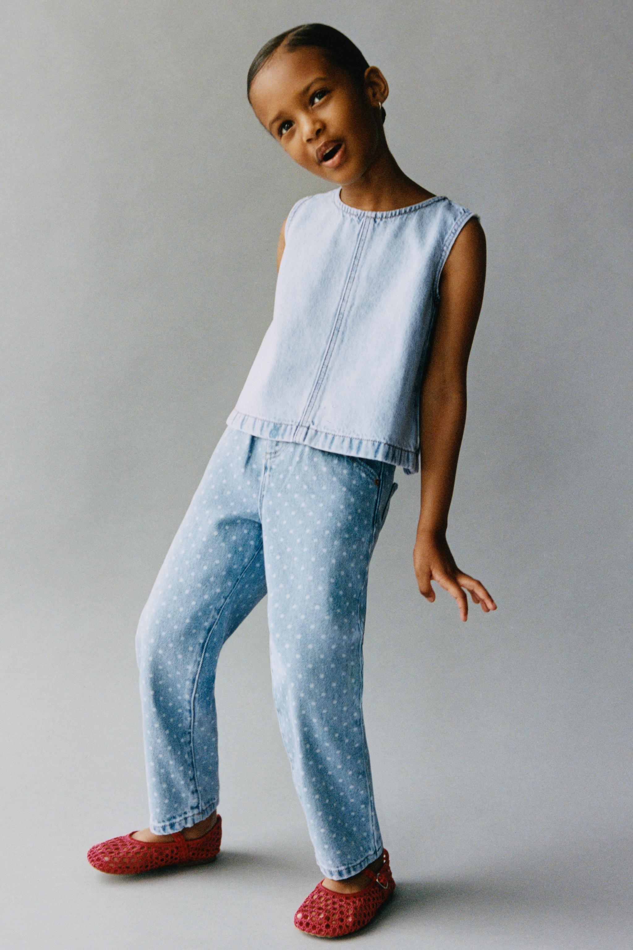 POLKA DOT PAPERBAG DENIM PANTS