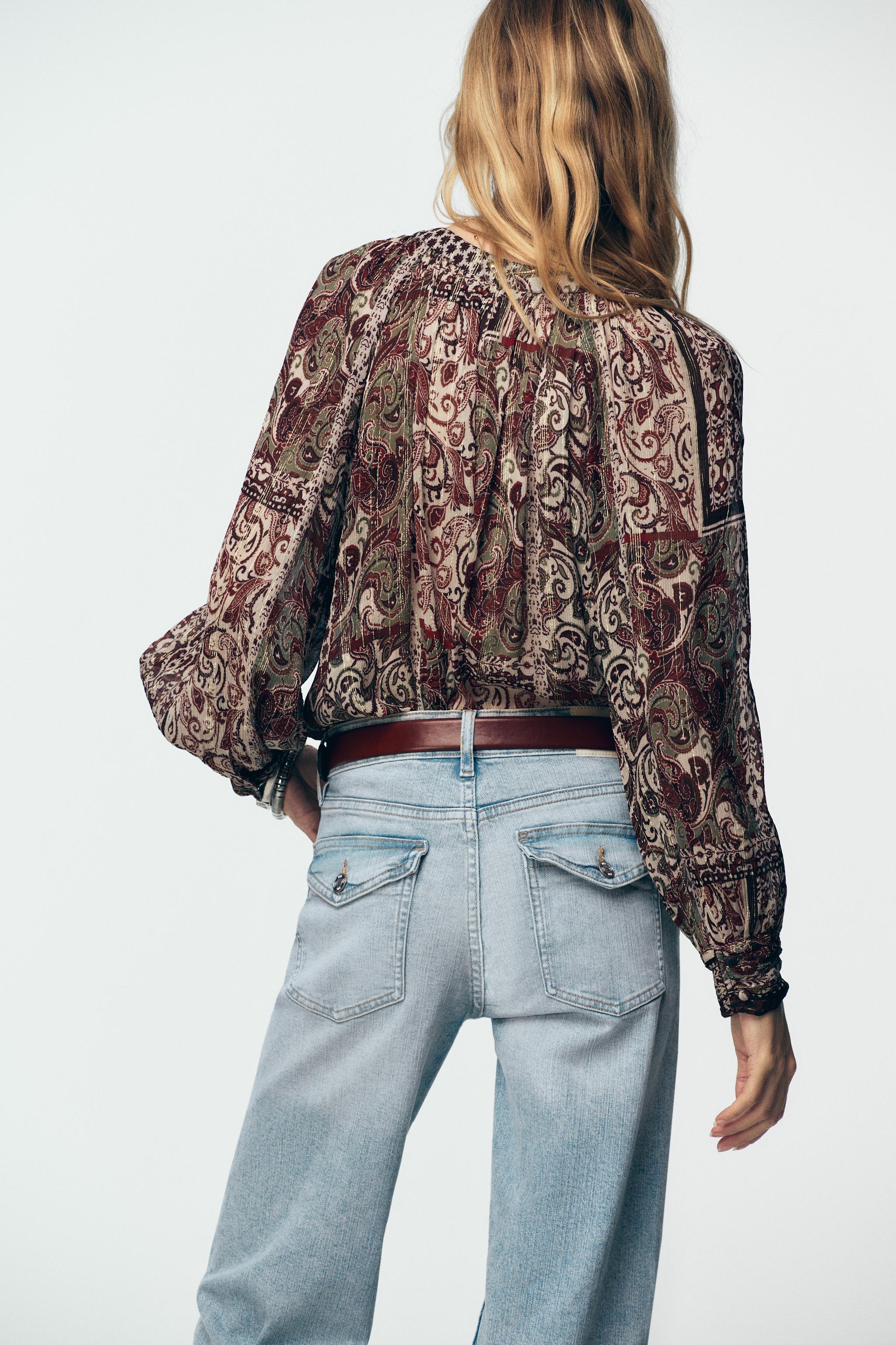 METALLIC THREAD PRINTED BEADED BLOUSE