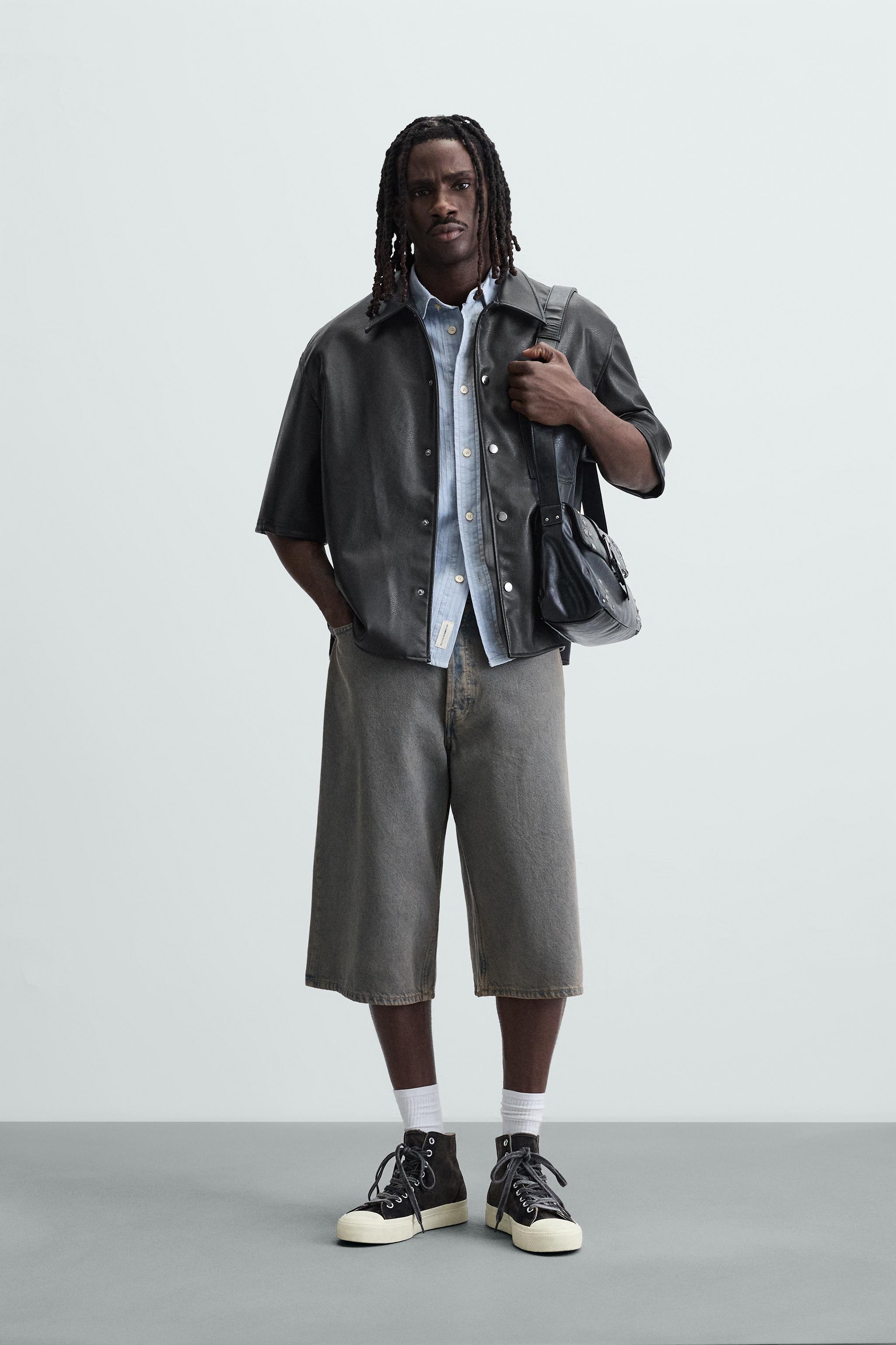 FAUX LEATHER OVERSHIRT