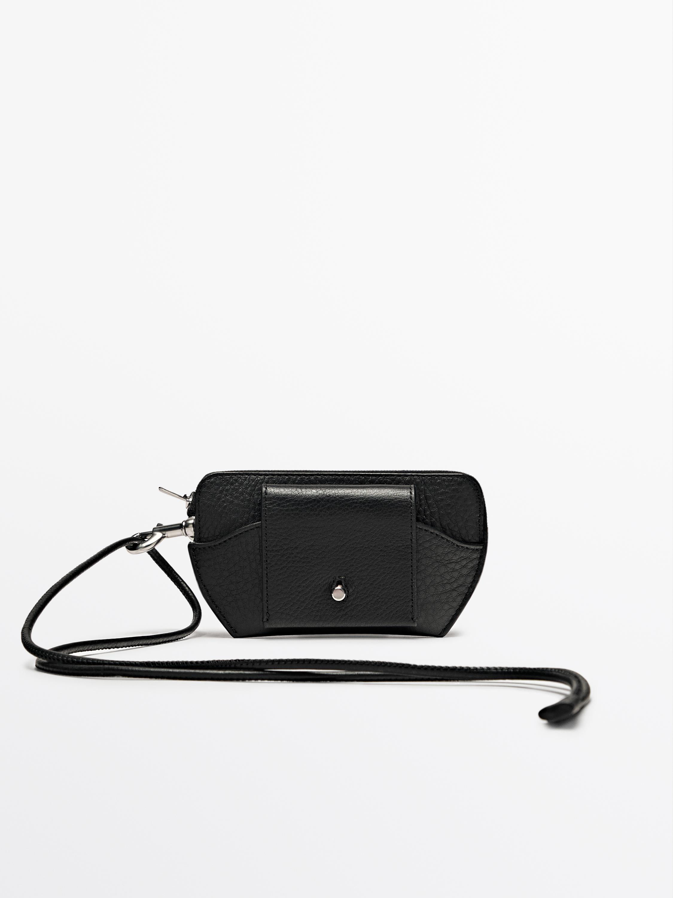 Nappa crossbody glasses case with purse