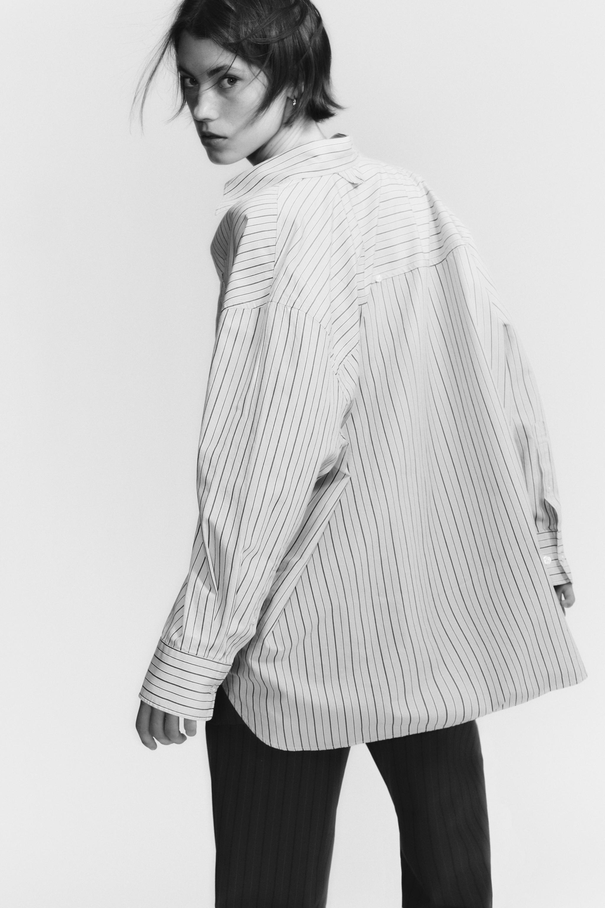 OVERSIZED STRIPED POPLIN SHIRT