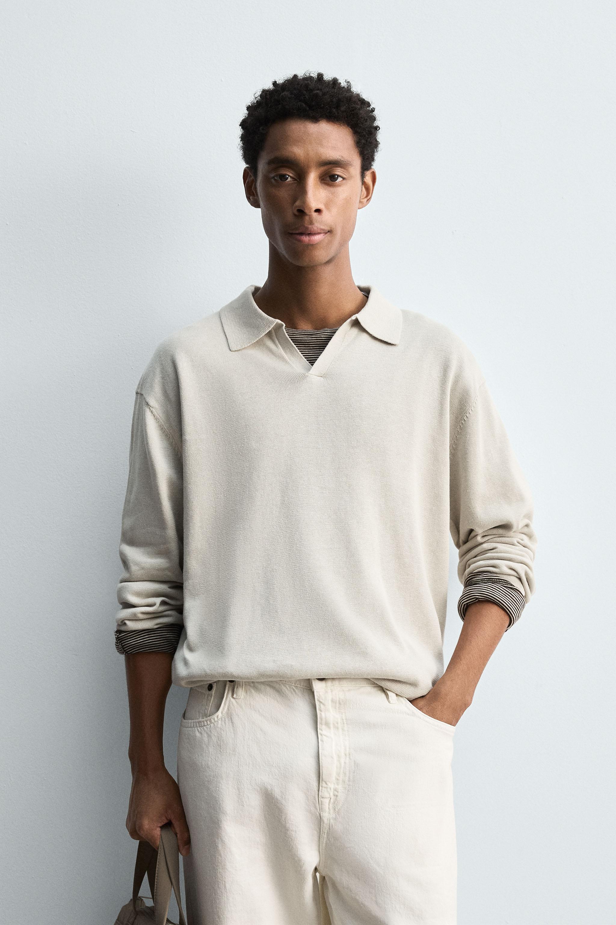 COTTON-HEMP KNIT POLO SHIRT
