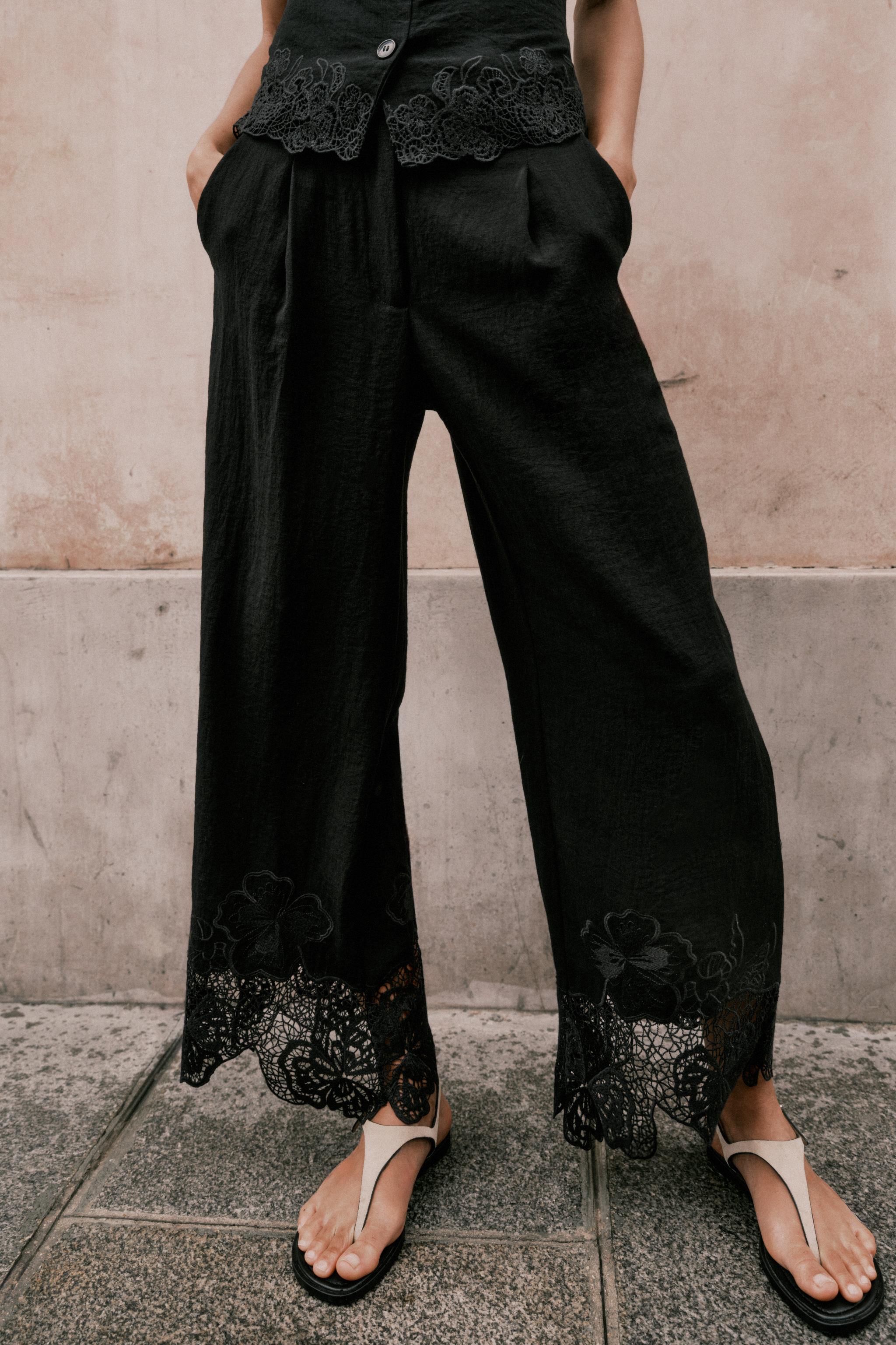 EMBROIDERED HEM CULOTTES