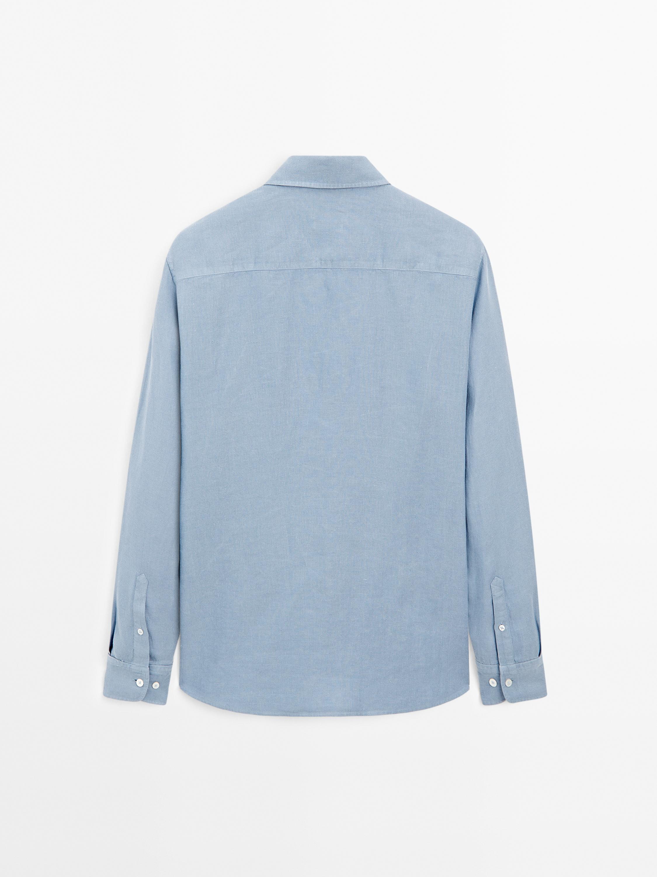 Slim fit linen blend shirt