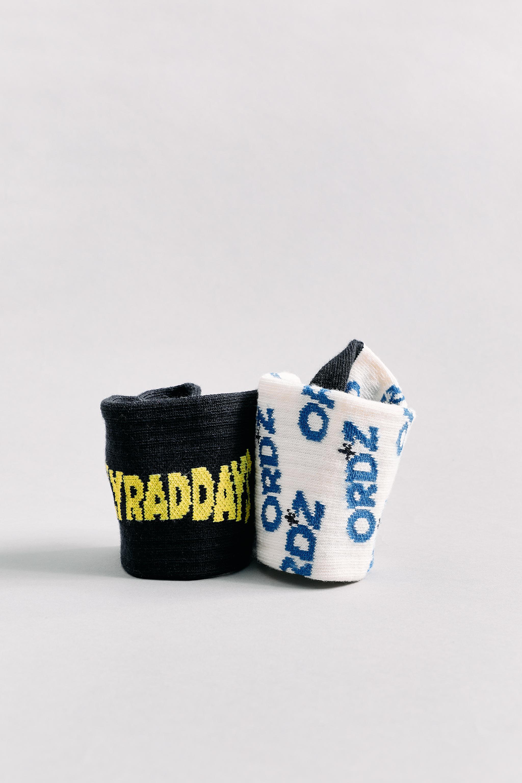 4-14 YEARS/ TWO-PACK OF TEXT LONG SOCKS