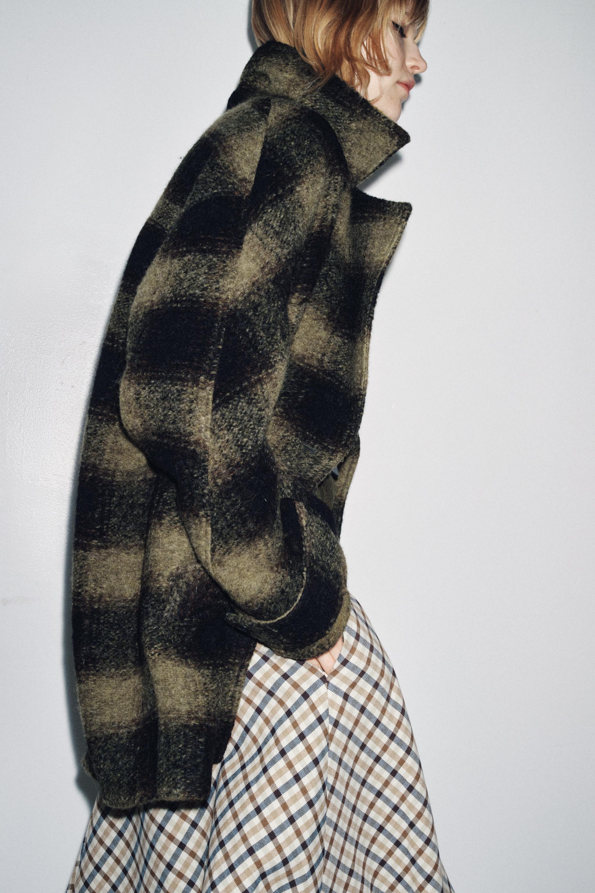 PLAID WOOL BLEND COAT ZW COLLECTION LIMITED EDITION