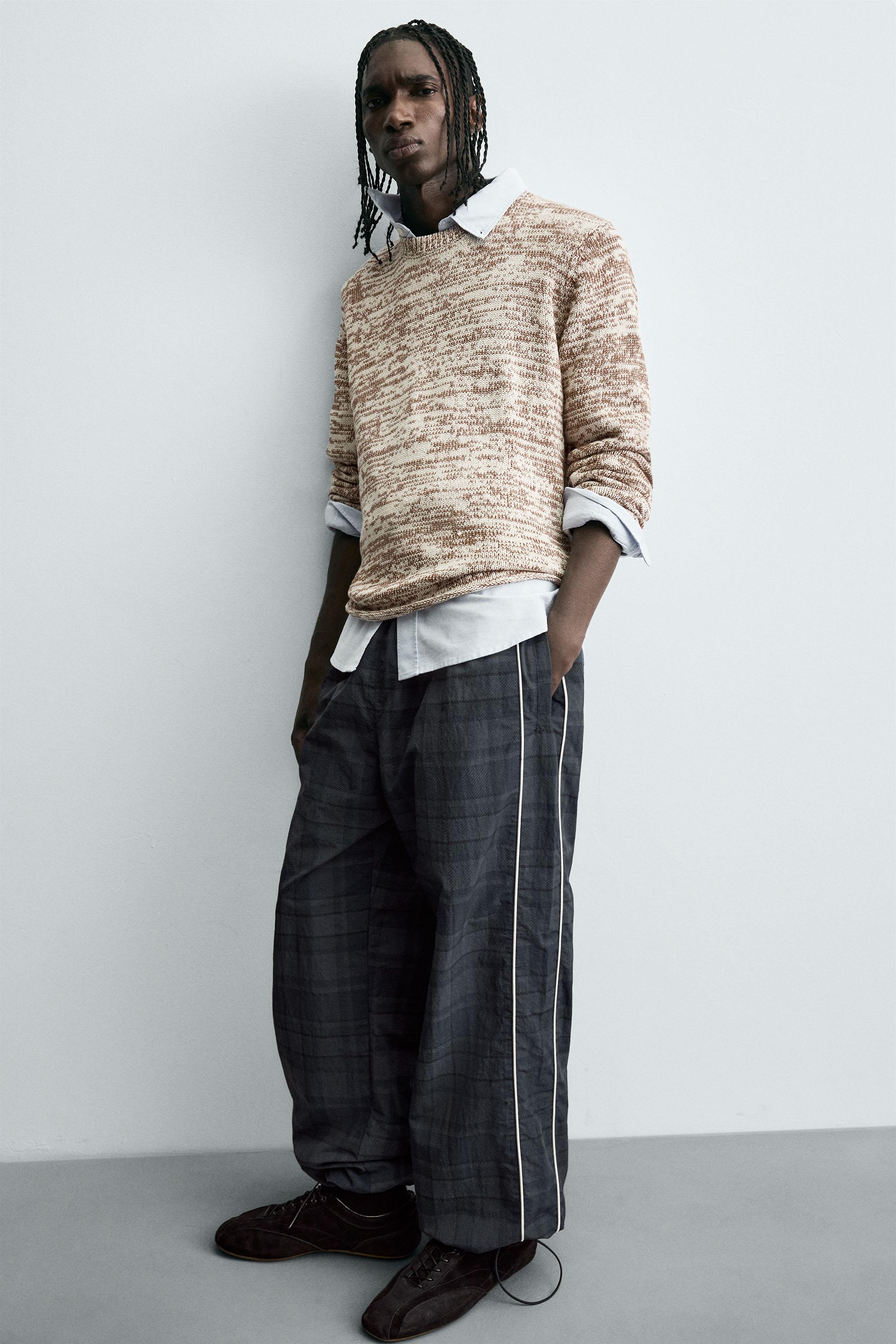 CONTRAST PLAID TECHNICAL JOGGER PANTS