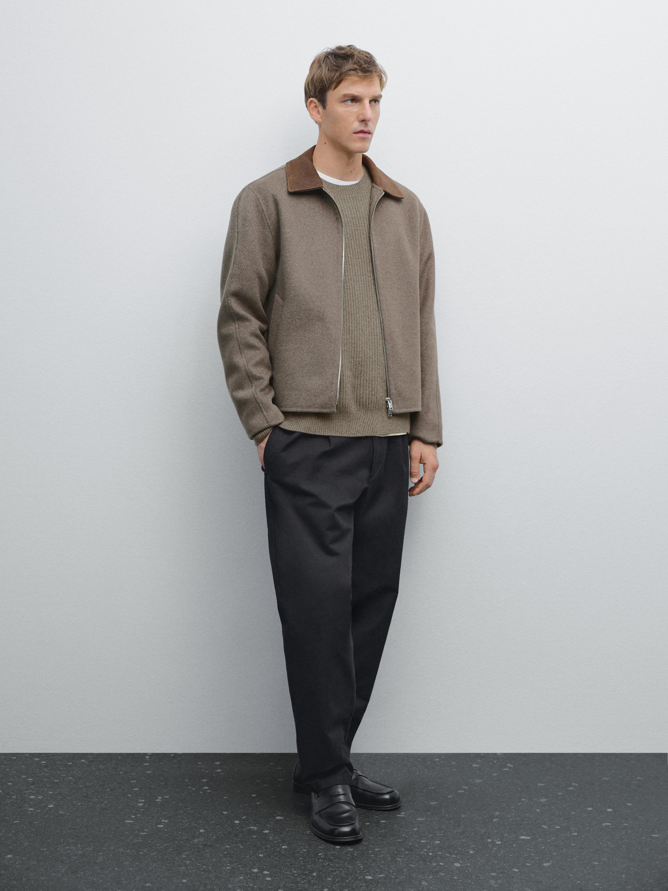 Jacket with double wool collar detail