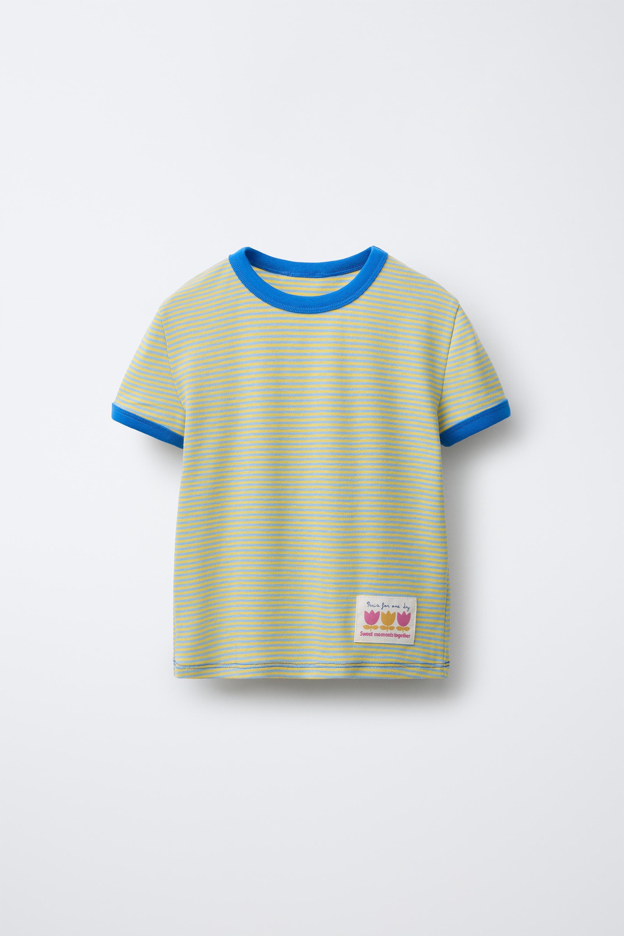 CONTRAST NECK STRIPED T-SHIRT