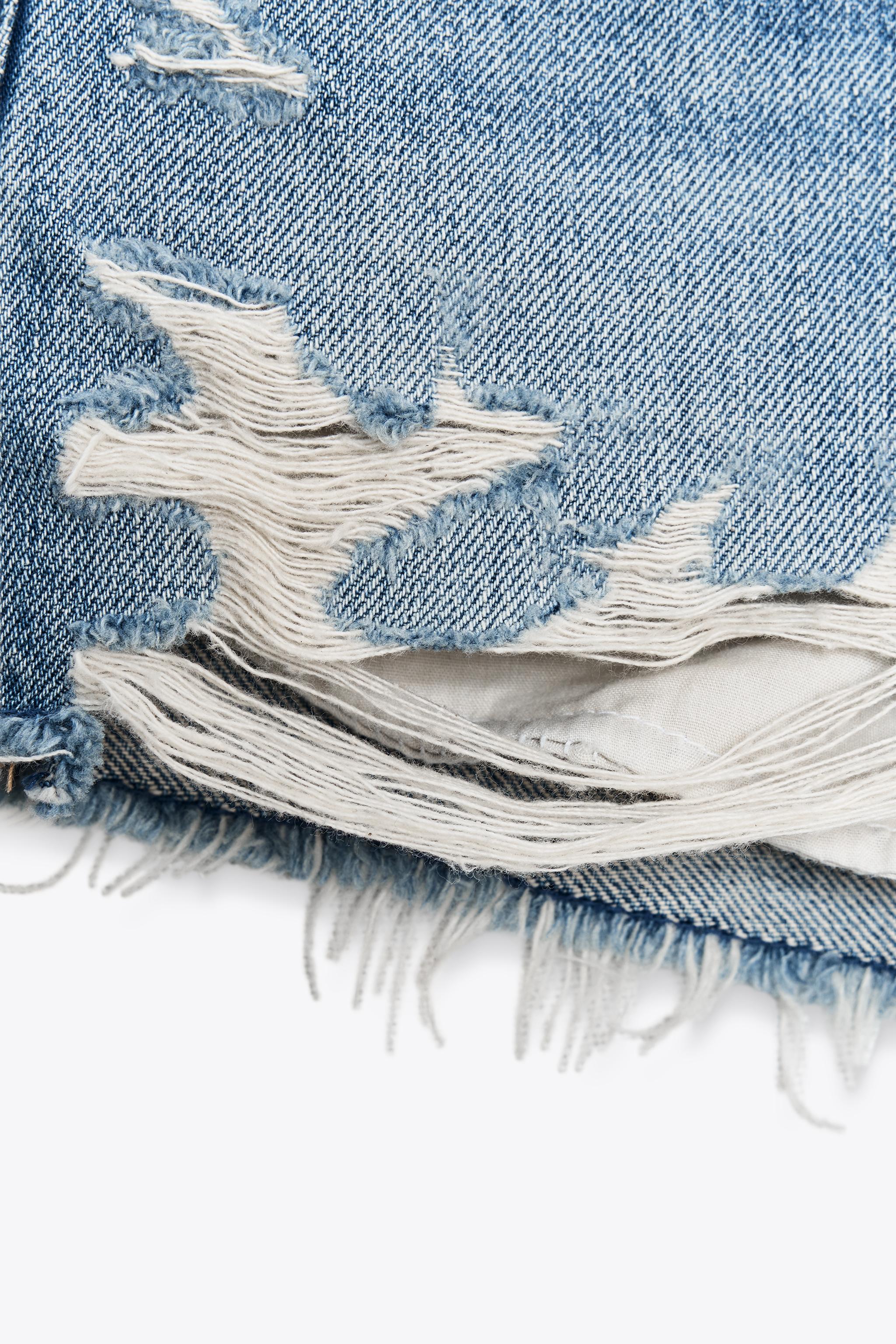 TRF RIPPED MID-RISE DENIM SHORTS