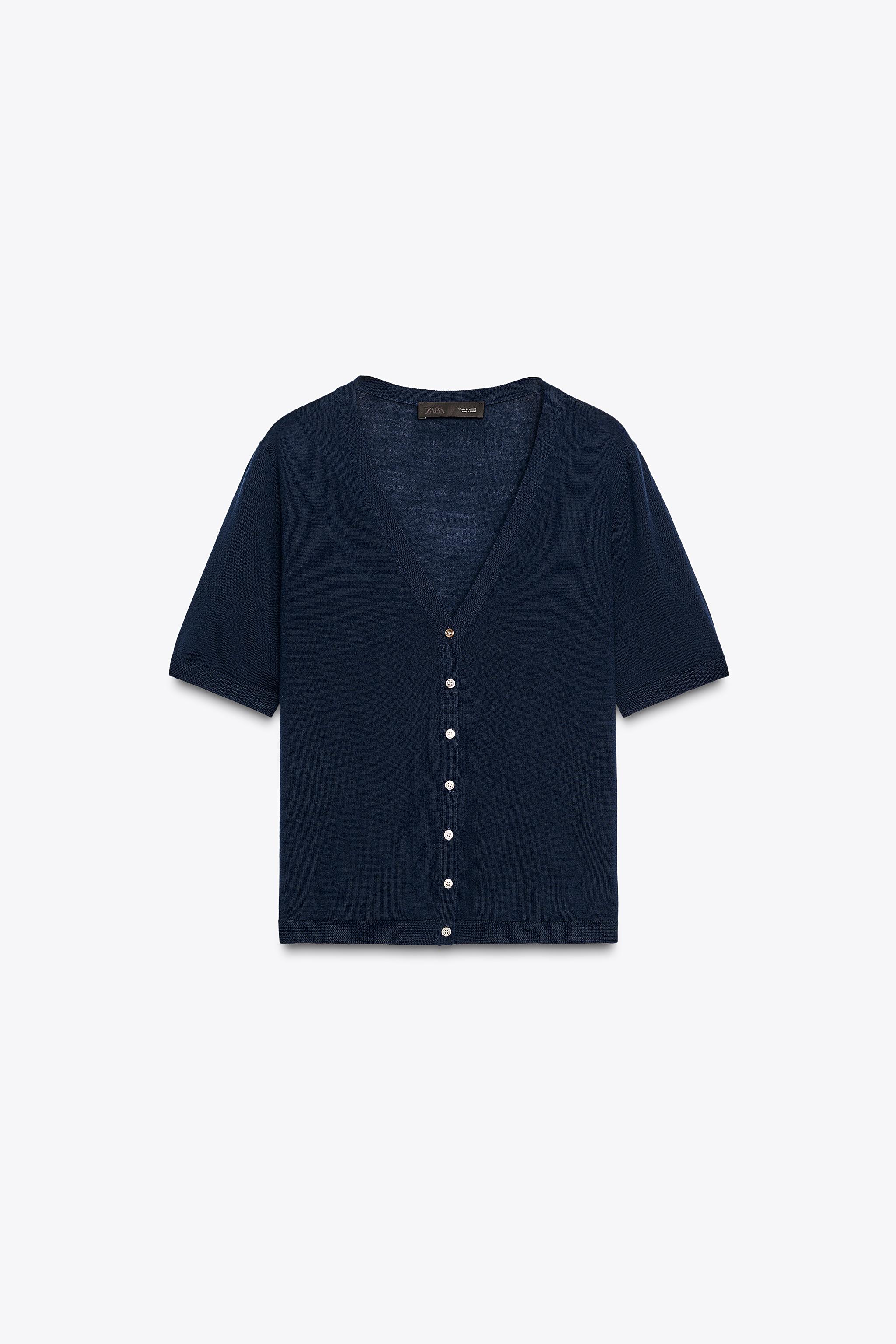100% EXTRAFINE WOOL SHORT SLEEVE JACKET
