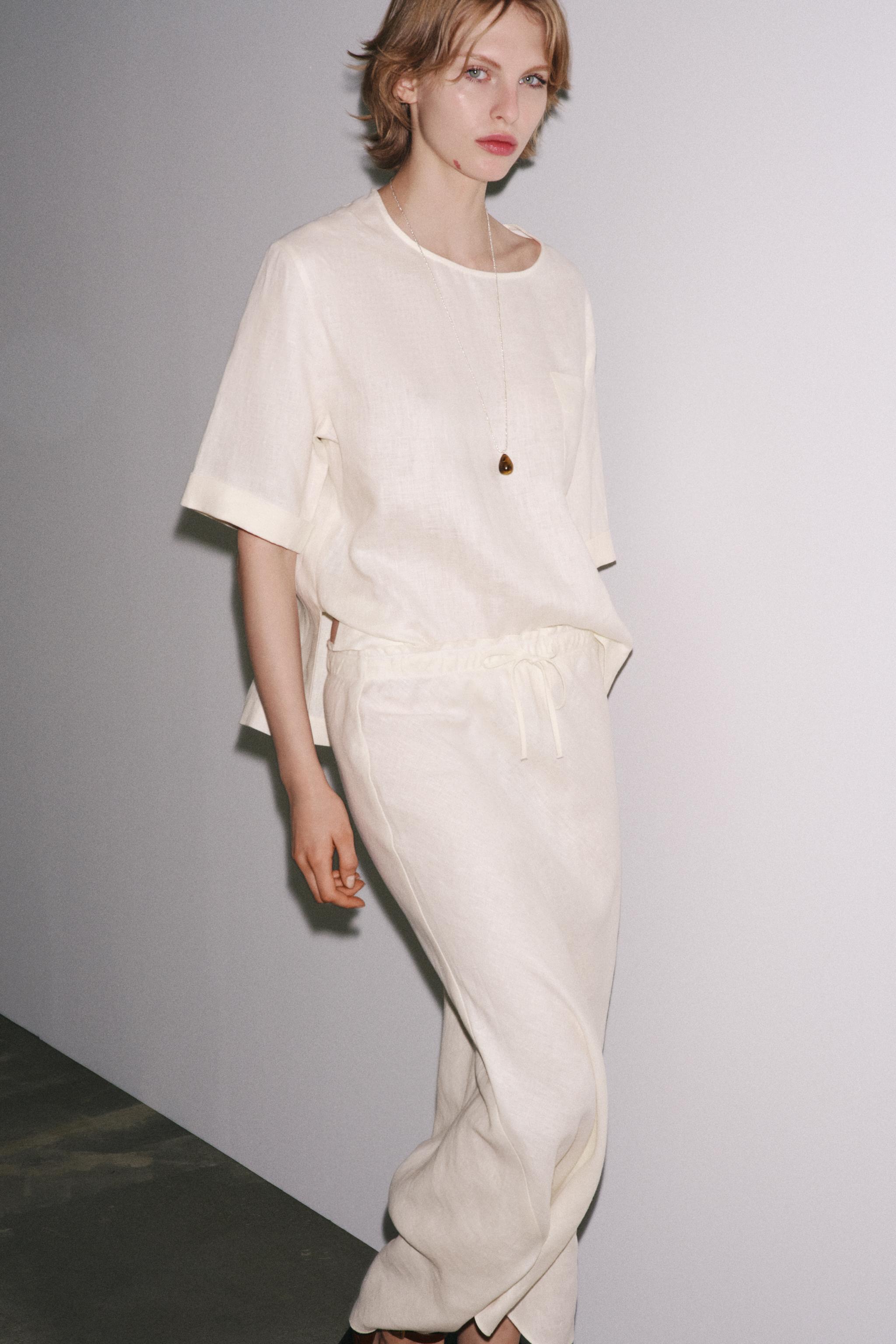ZW COLLECTION LINEN SHORT SLEEVE TOP