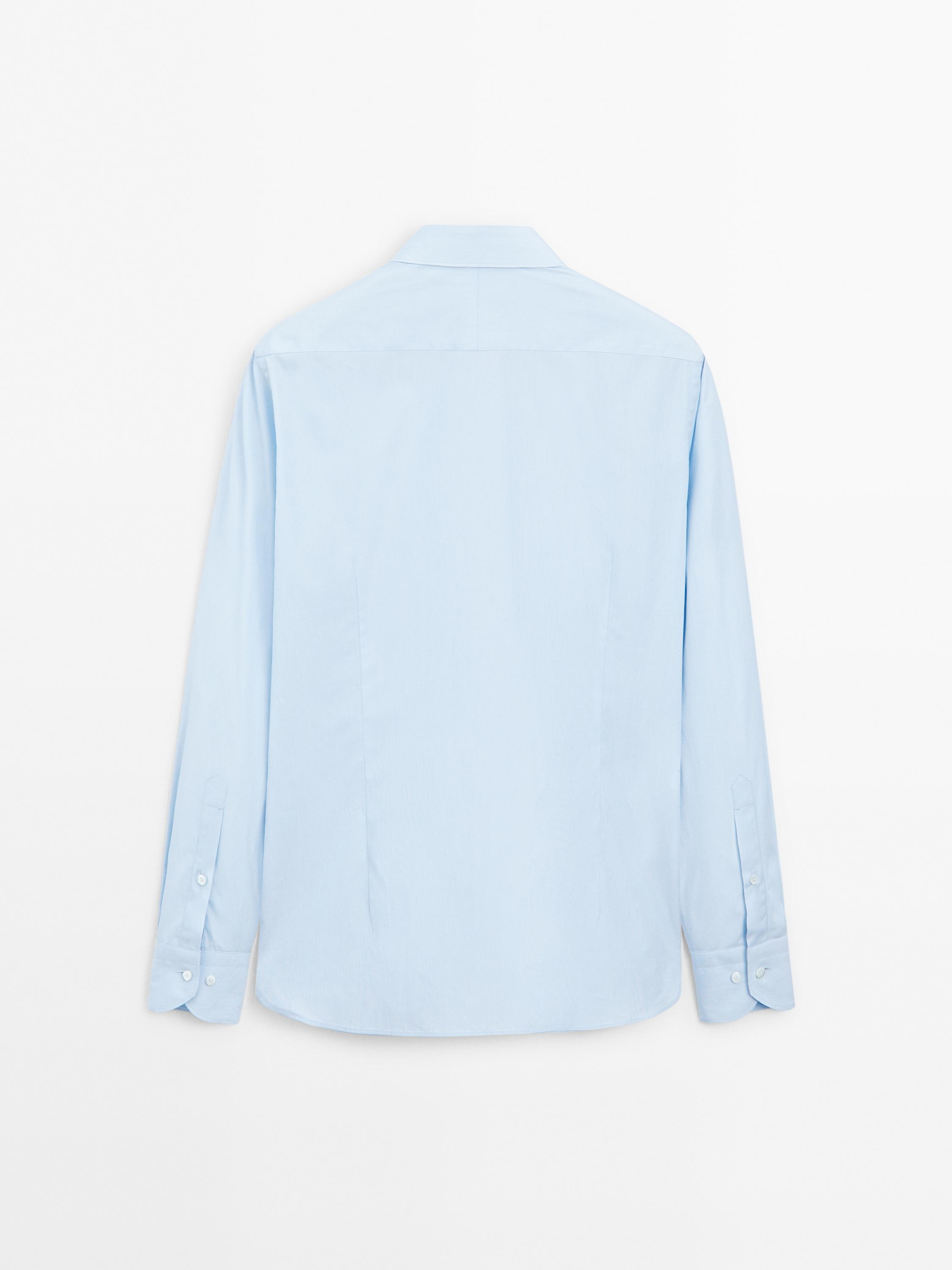 Slim fit striped 100% cotton shirt