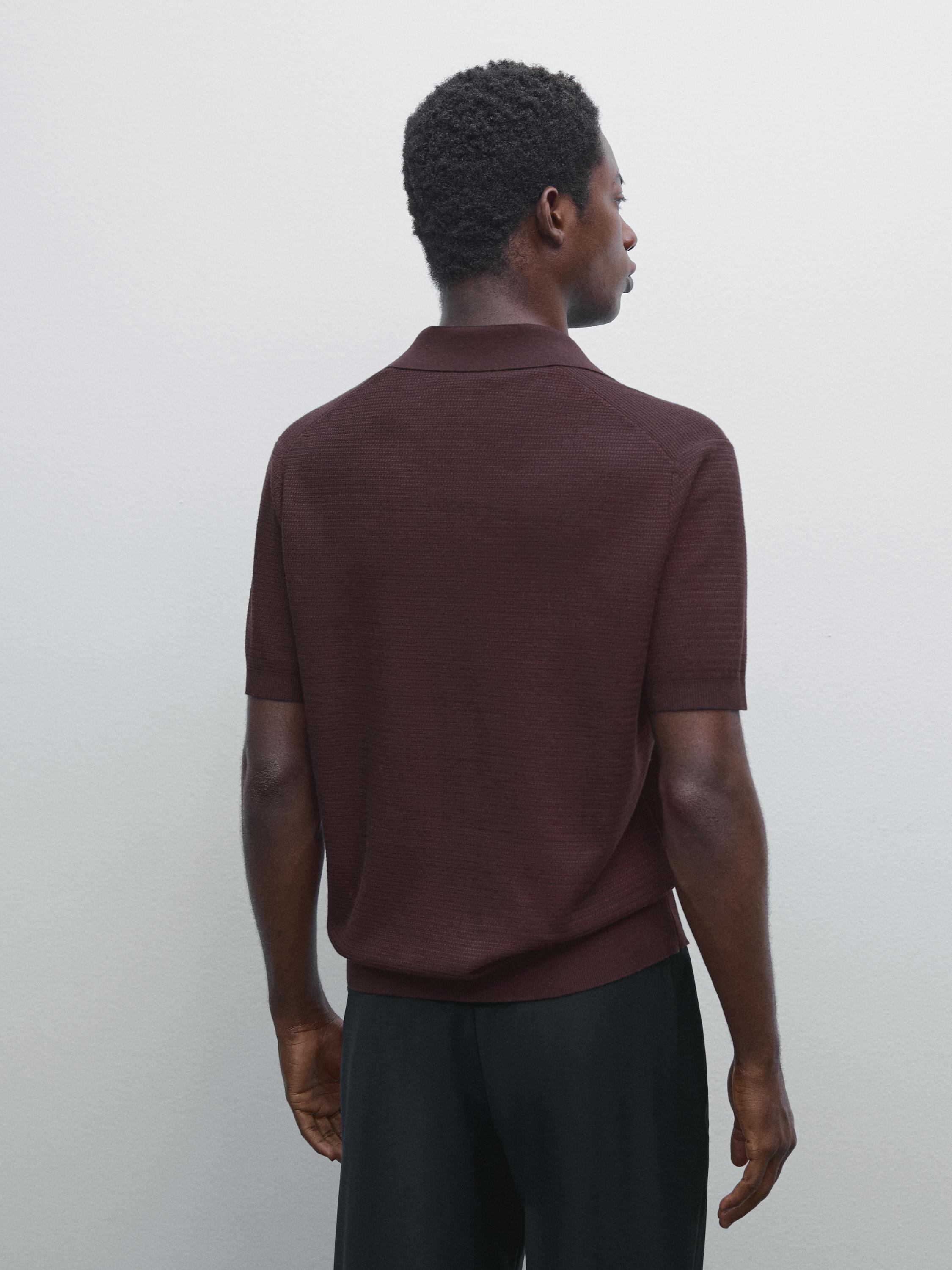 Knit V-neck polo shirt