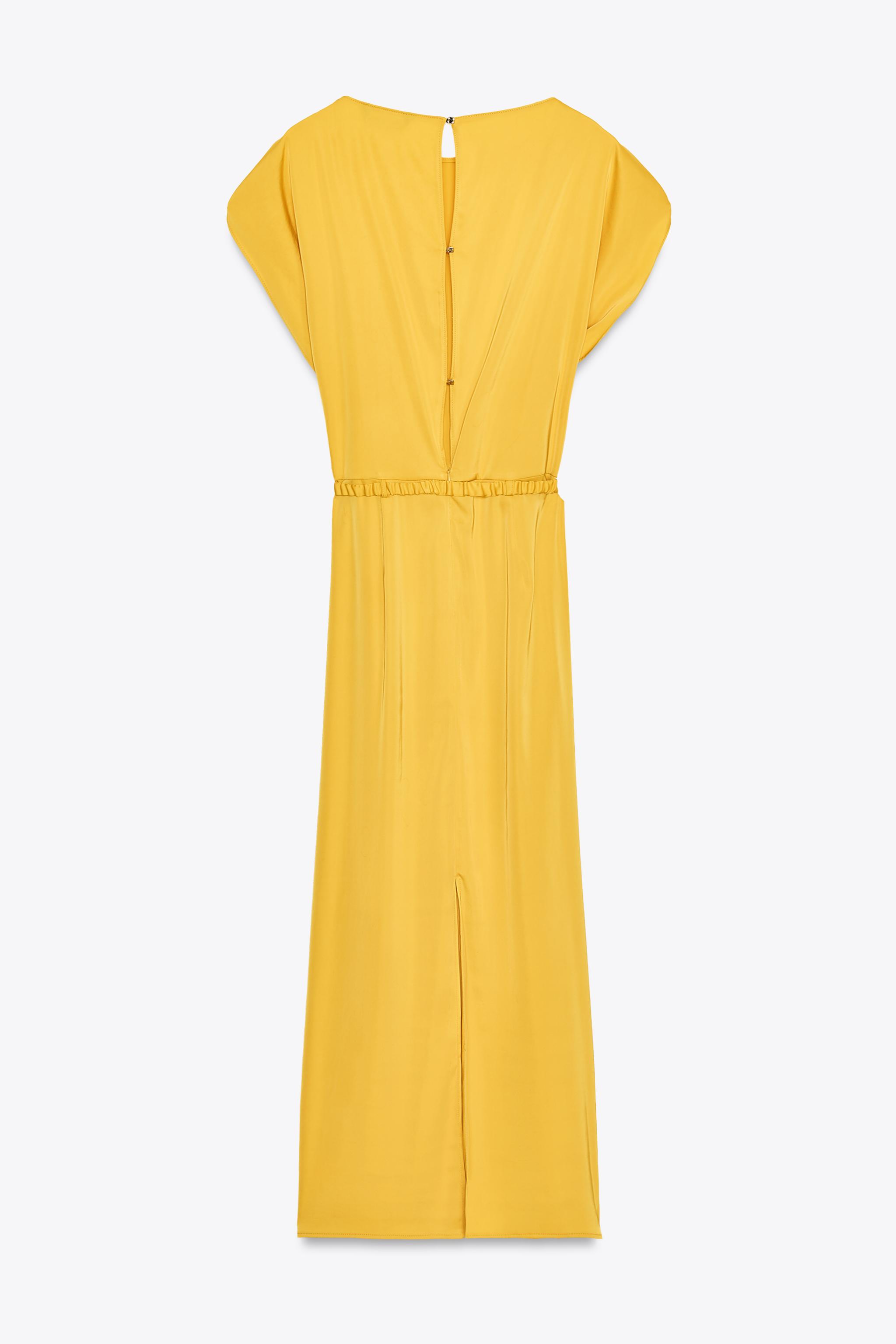 BELTED SATIN EFFECT MIDI DRESS