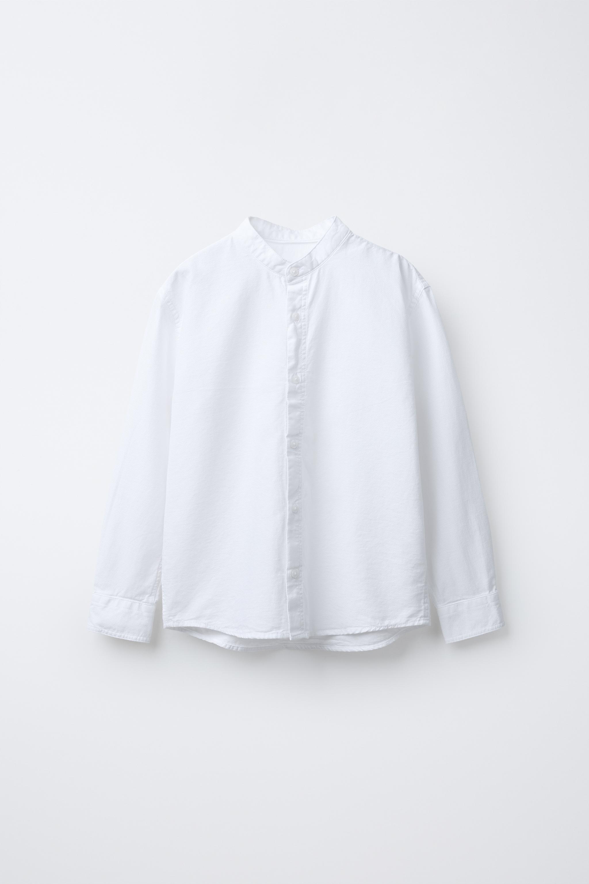 TEXTURED SHIRT WITH MANDARIN COLLAR