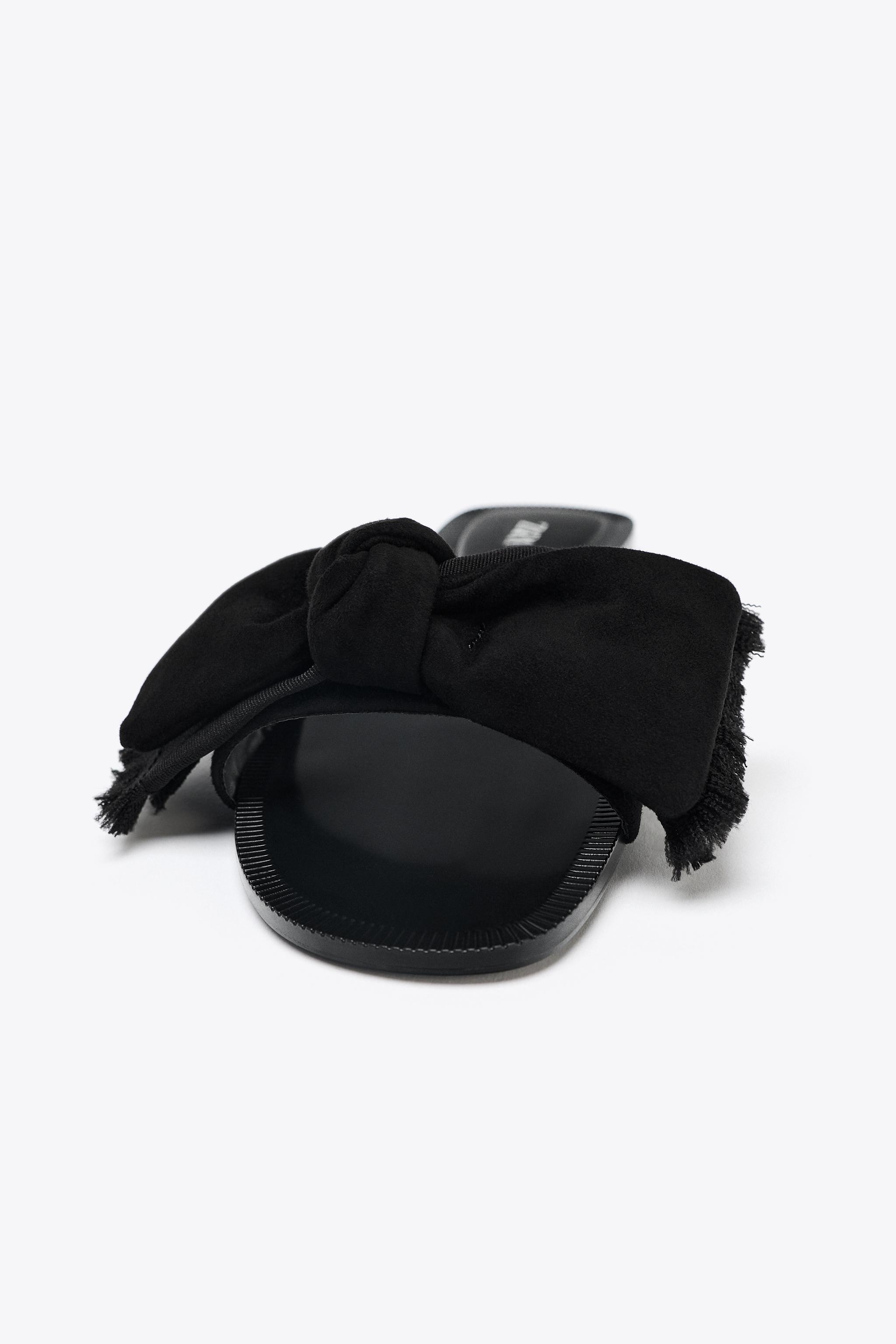 SPLIT LEATHER BOW SANDALS