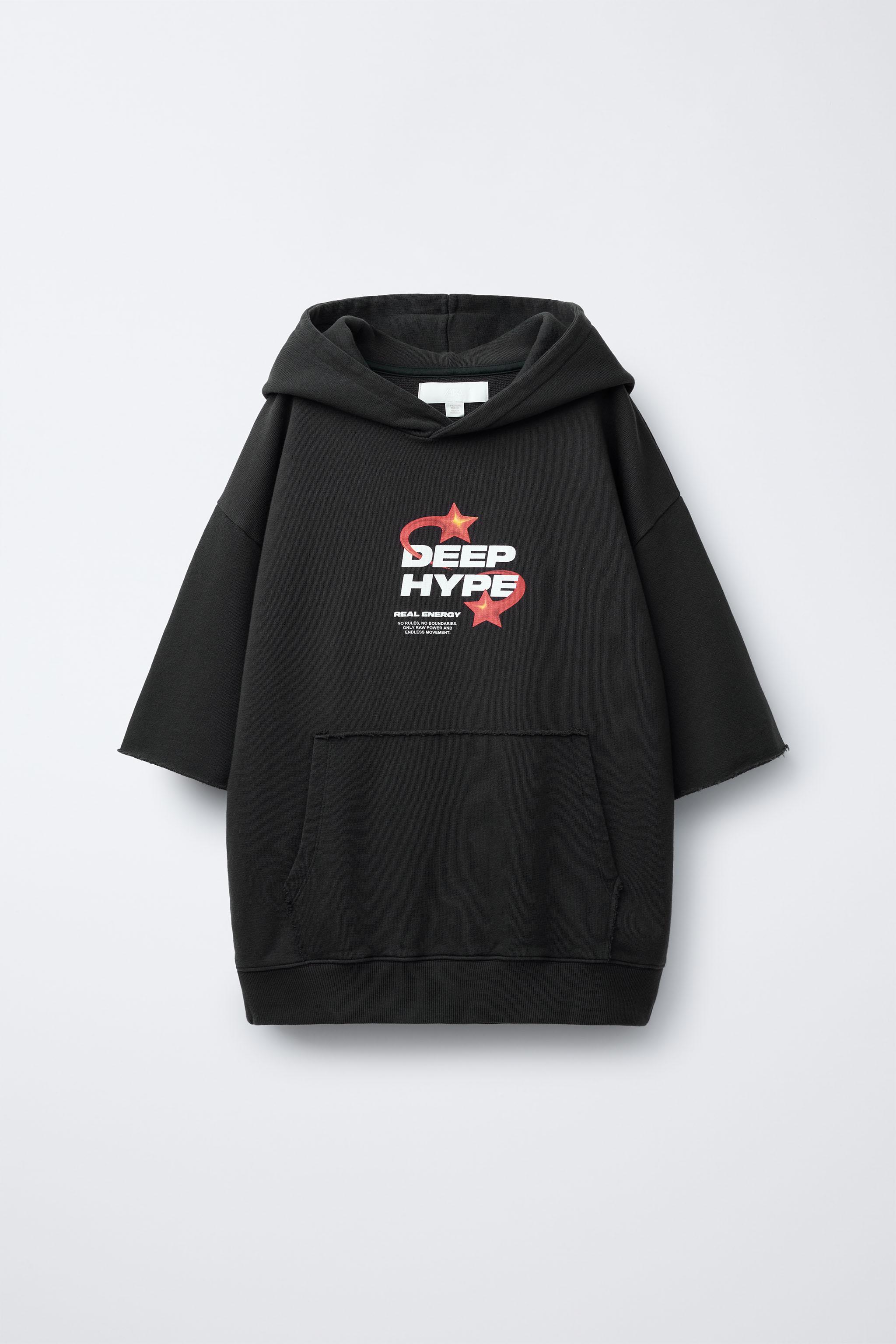 STAR WASHED EFFECT HOODED SWEATSHIRT