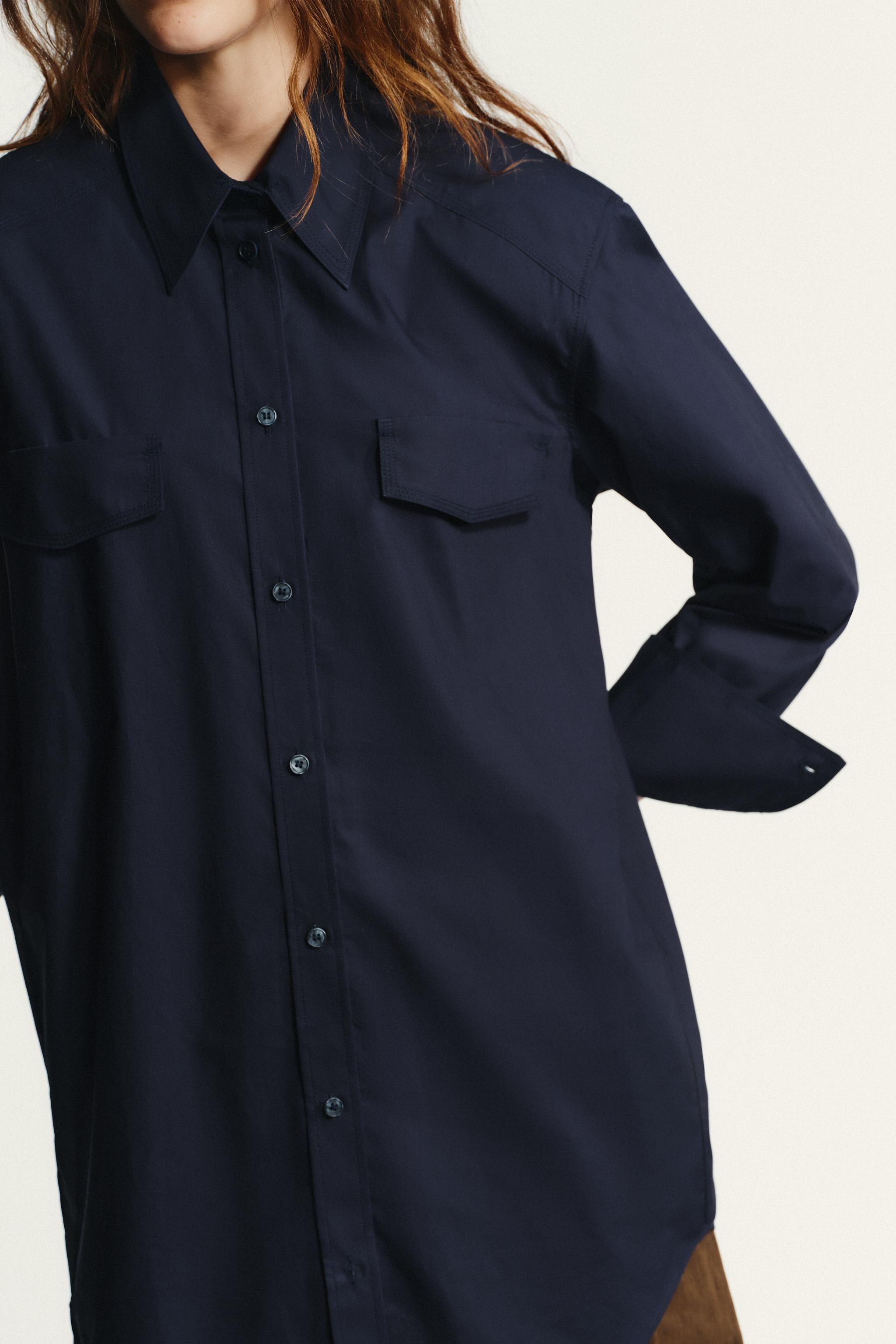 SHOULDER PAD POPLIN SHIRT
