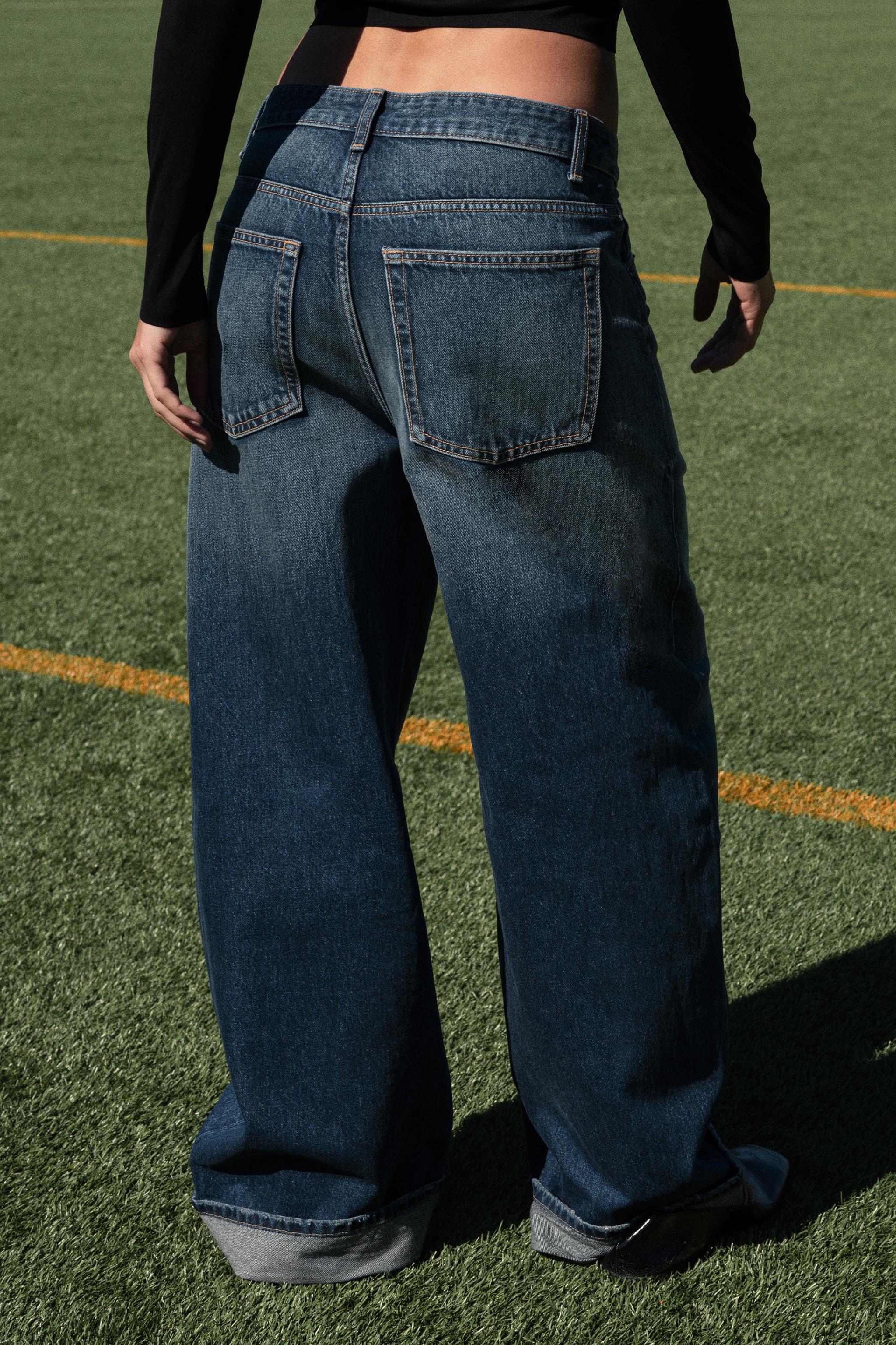 TRF MID-RISE BAGGY FOLDED JEANS