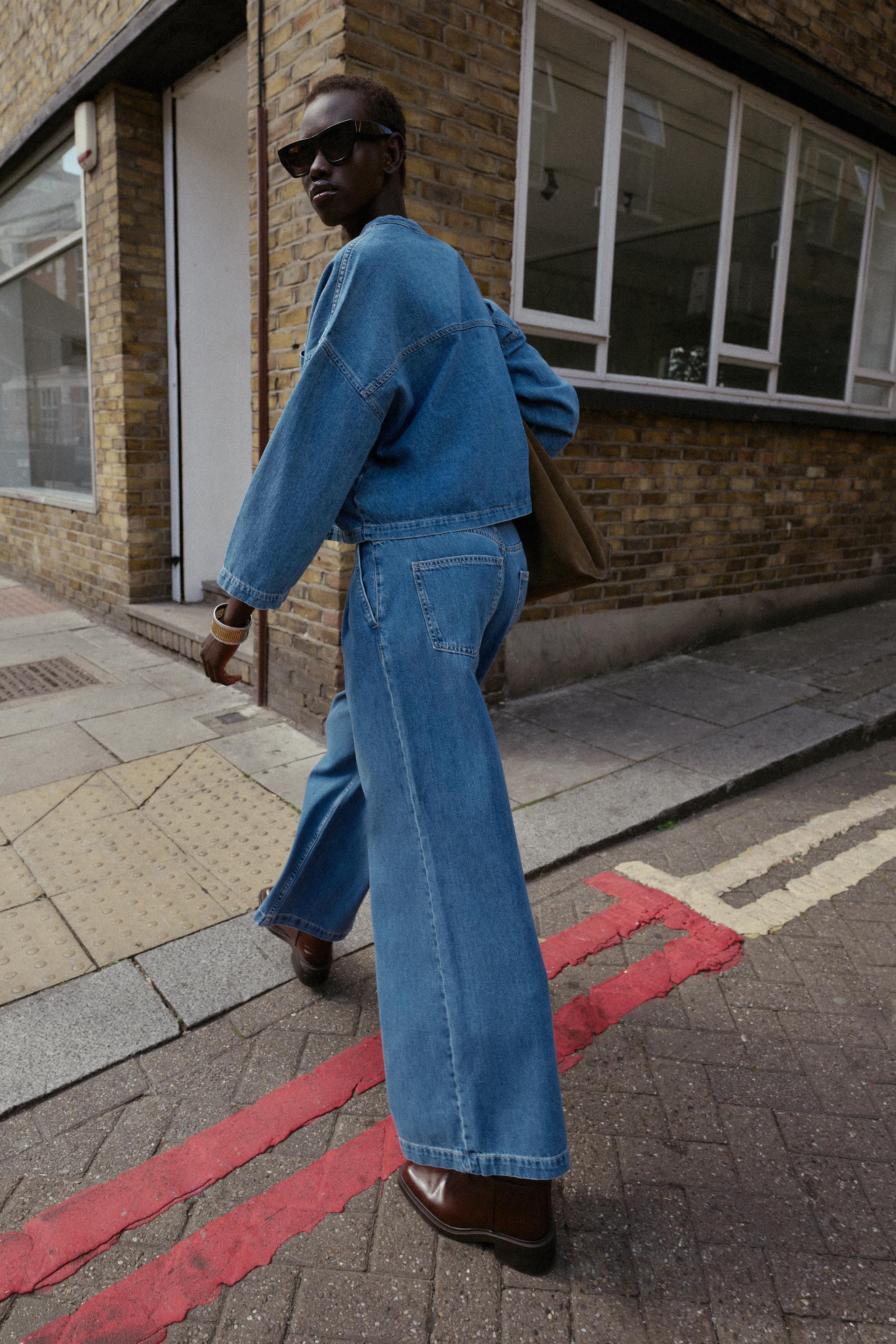 MANDARIN COLLAR DENIM SHIRT