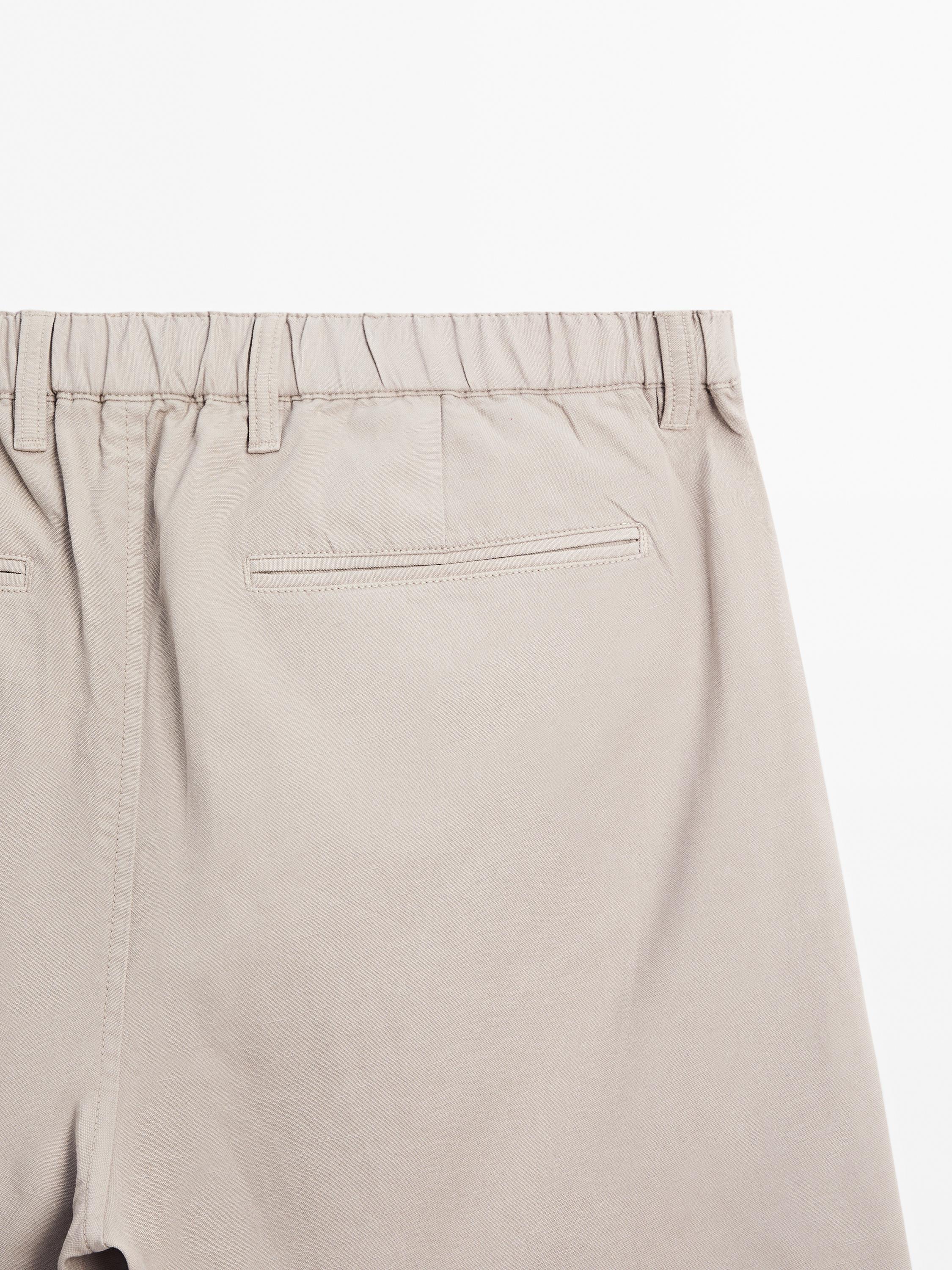 Cotton blend semi-jogger Bermuda shorts