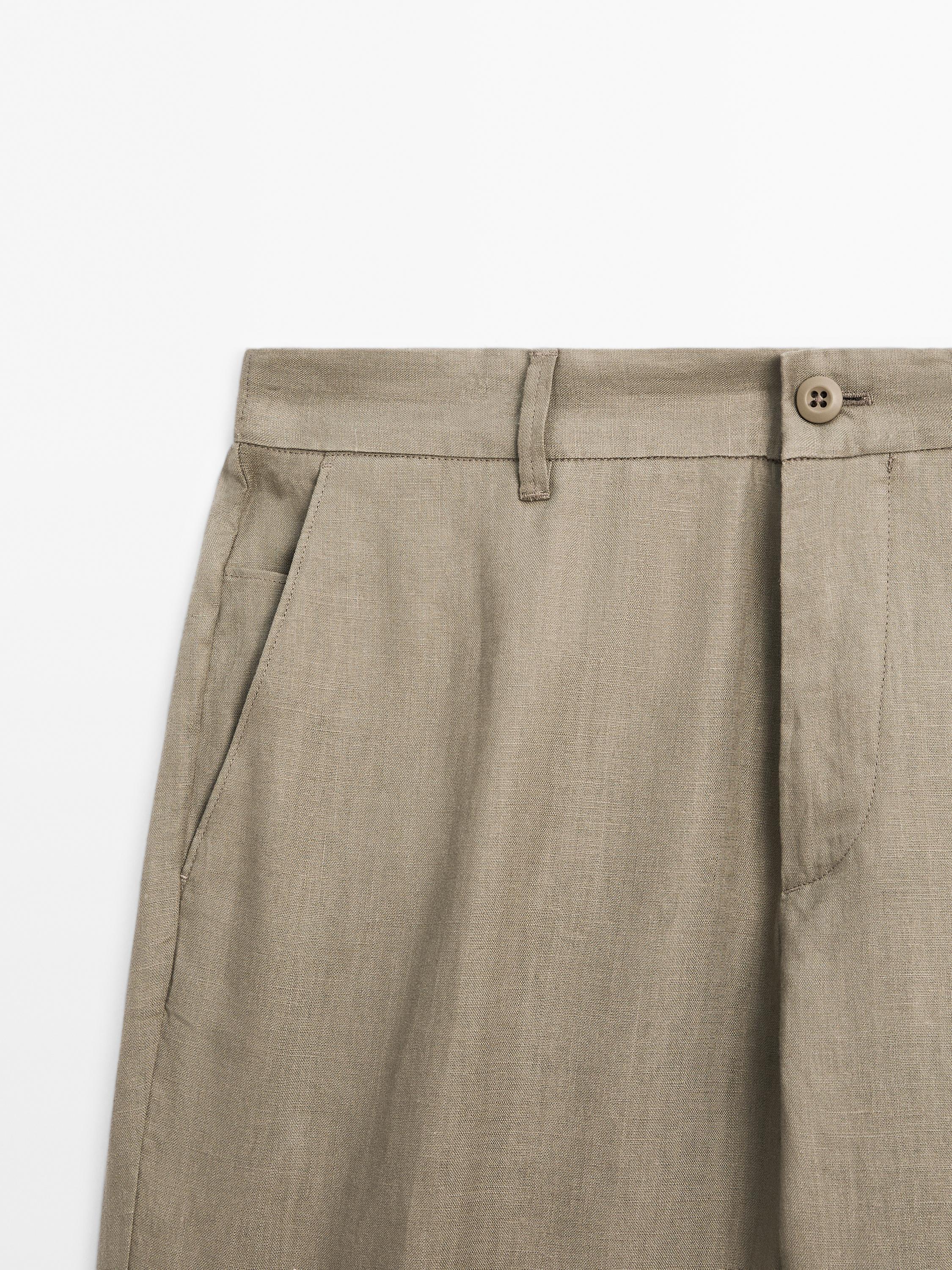 100% linen tapered fit trousers