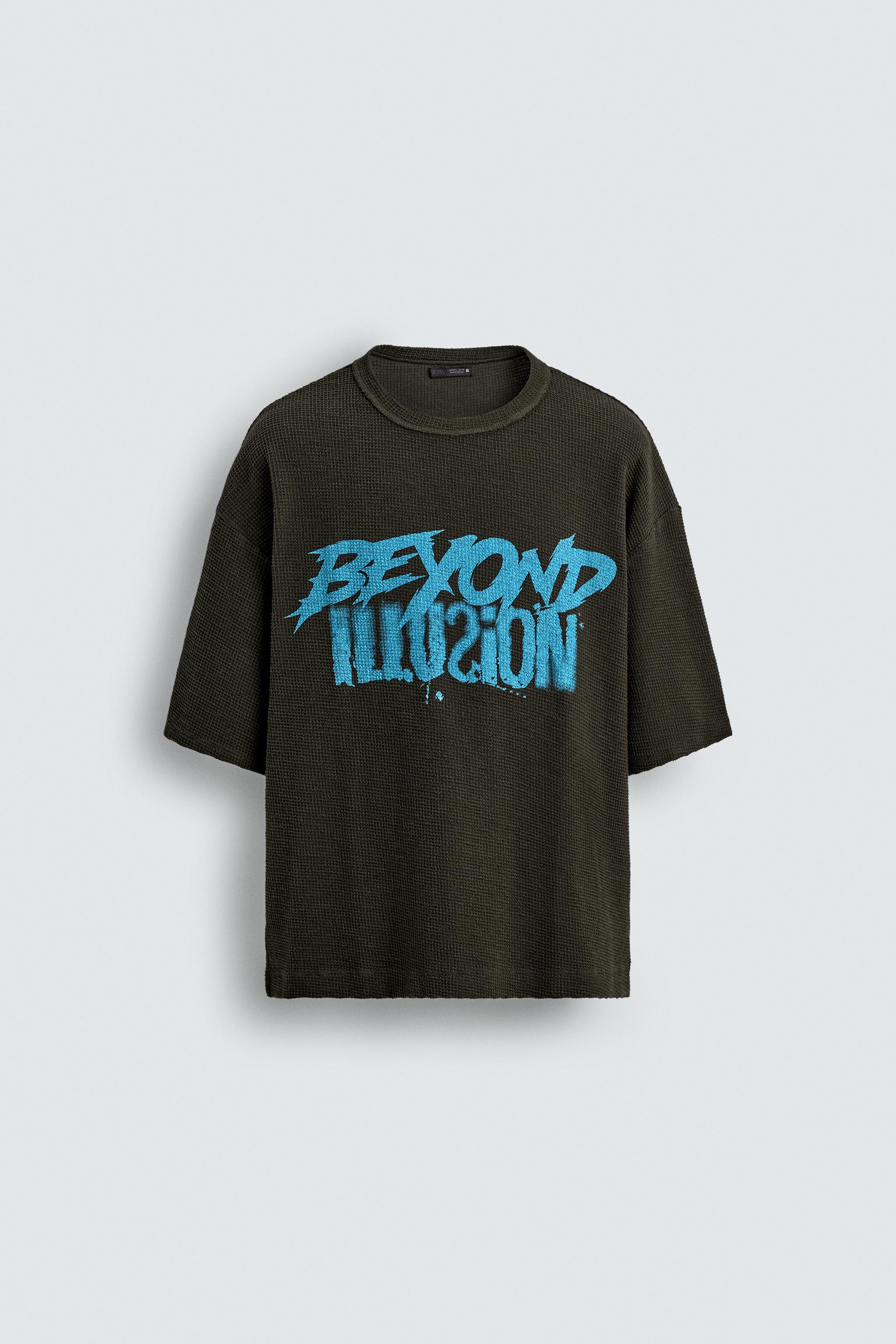 CONTRAST PRINT KNIT T-SHIRT