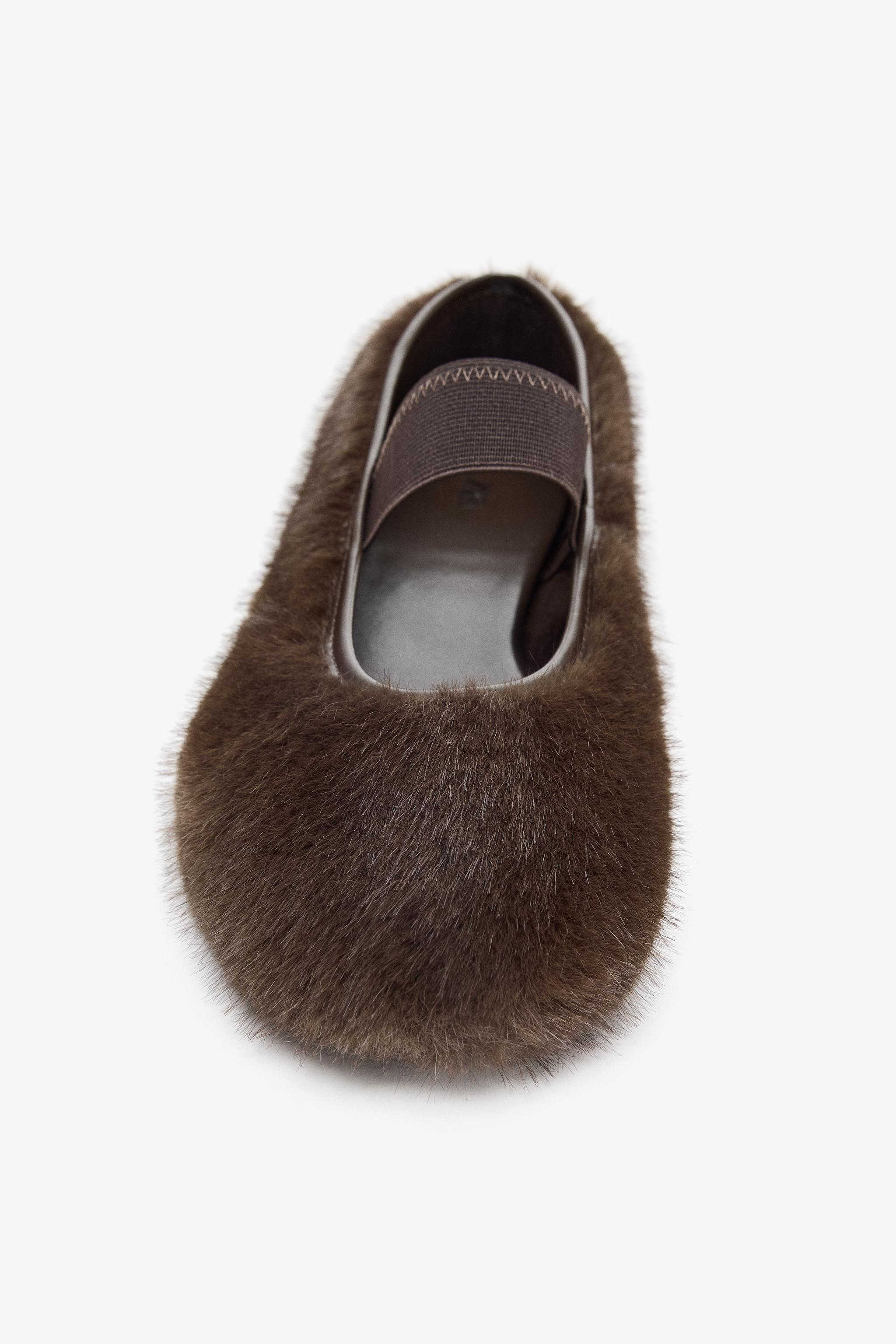 FAUX FUR BALLET FLATS