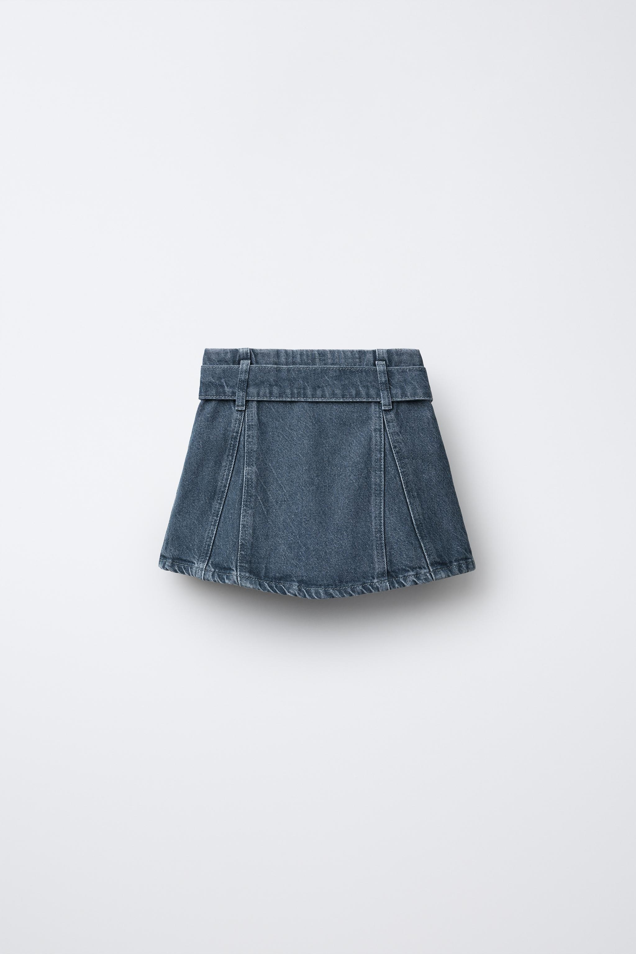 BELTED DENIM SKIRT