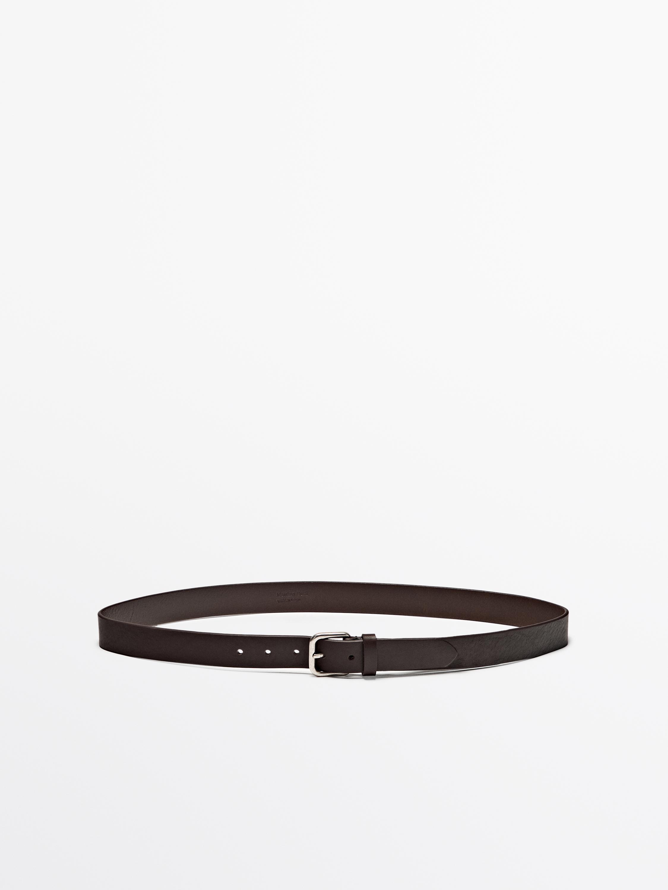 Nappa leather belt with square buckle
